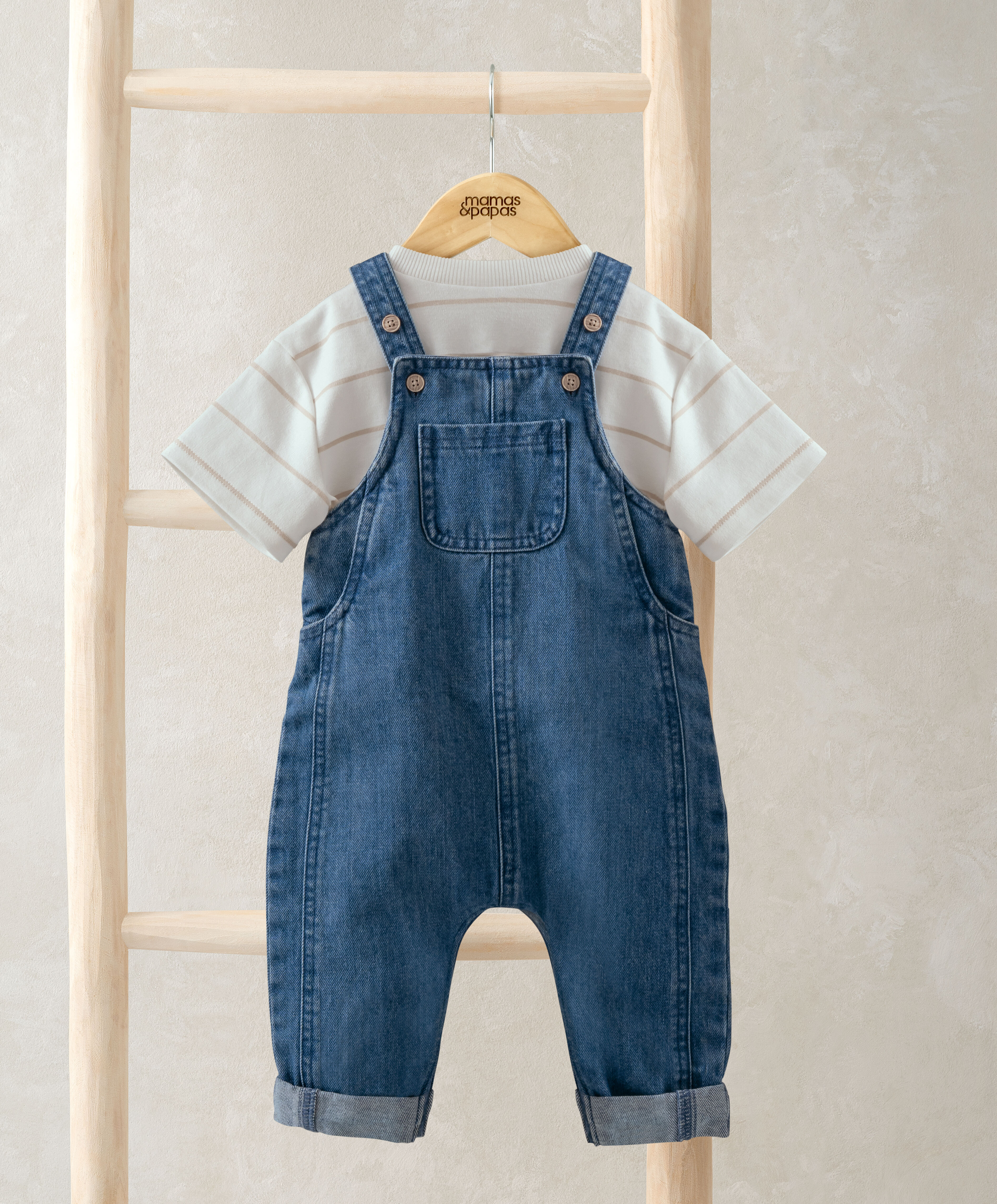 2 Piece T-Shirt & Denim Dungaree Set image number 1