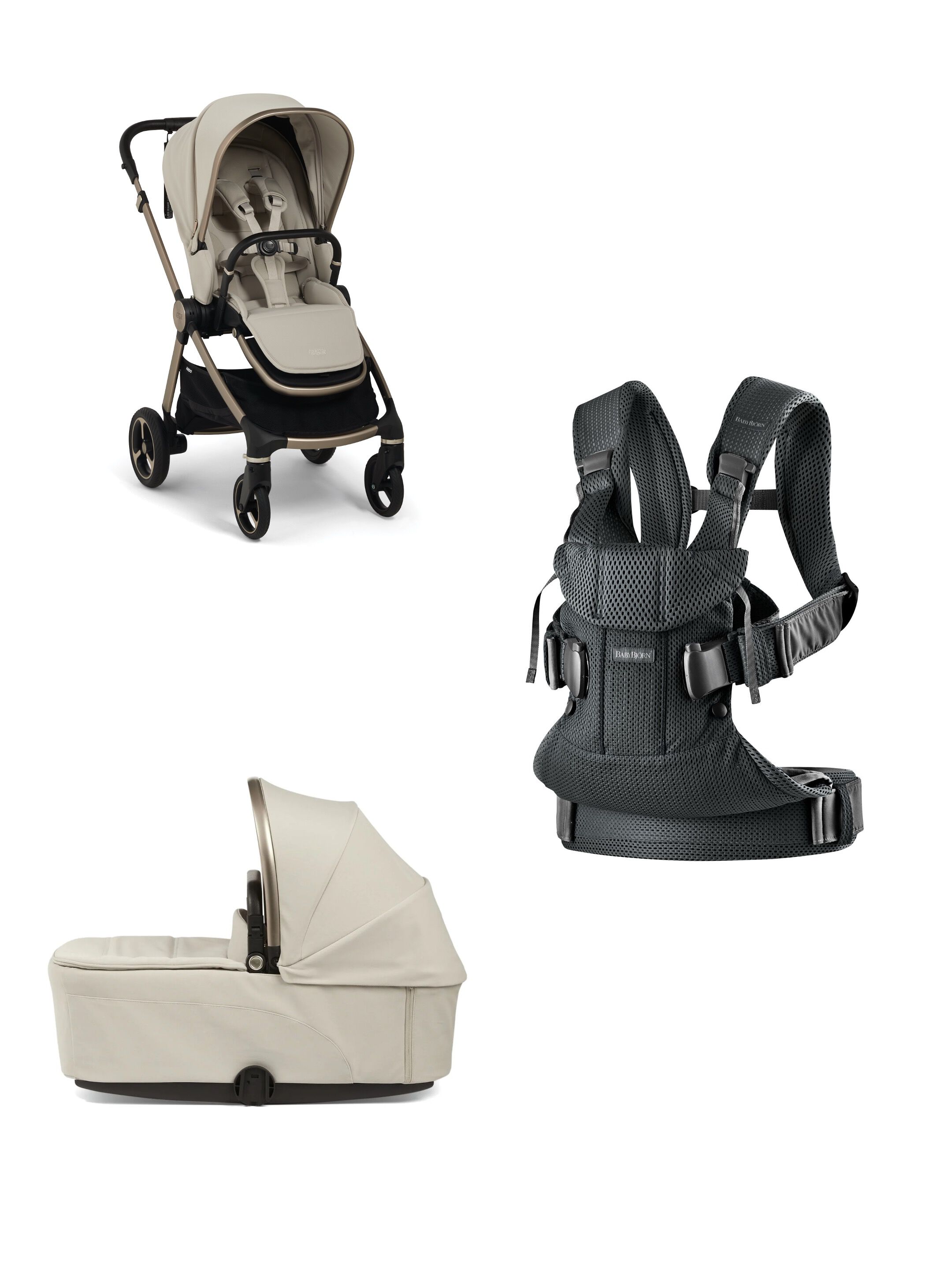 Vardo Shell Stroller and Carrycot with Babybjorn Carrier Mini 3 Piece Bundle image number 1