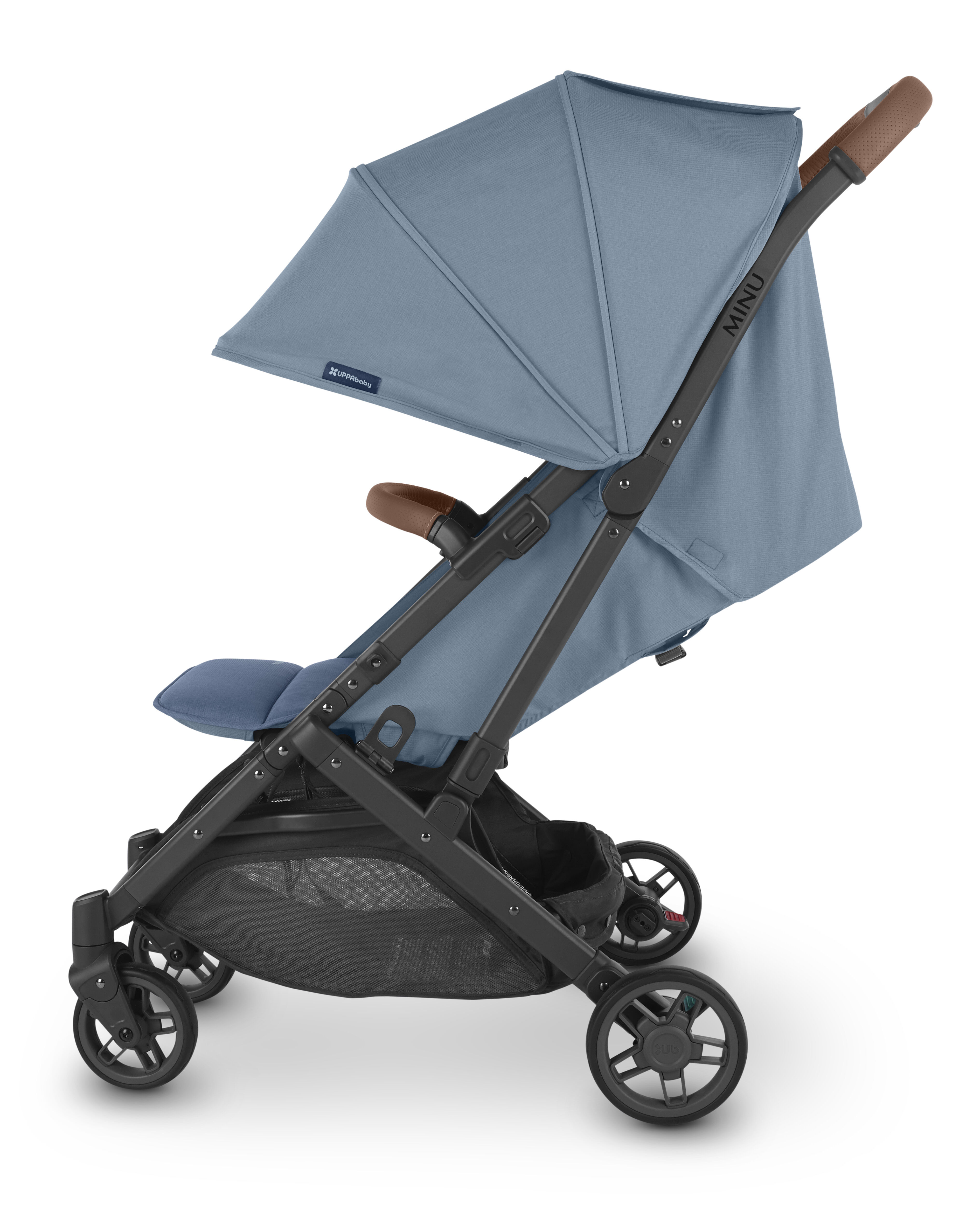 Minu V2 Stroller - Charlotte - Coastal Blue M&eacute;lange | Carbon Frame | Saddle Leather image number 1