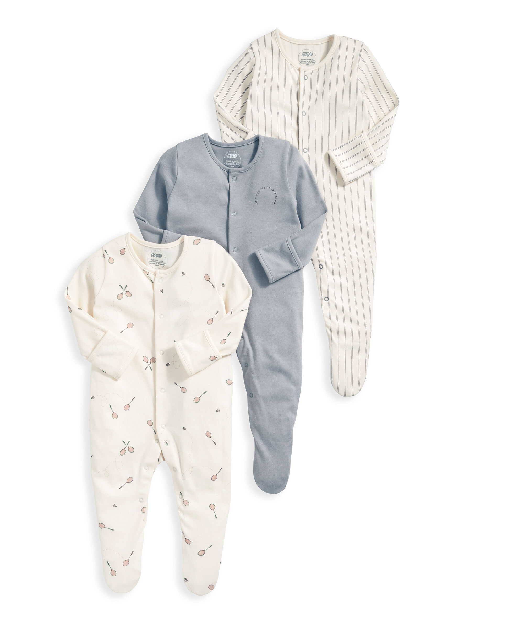Tiny Sports Club Sleepsuits (Set of 3) - Blue image number 2