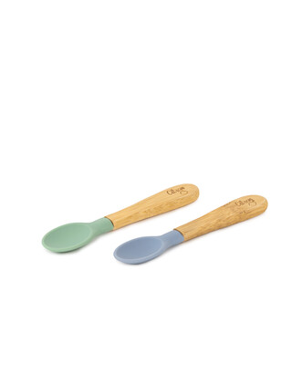 Citron Organic Bamboo Spoons Set of 2 Green/Dusty Blue