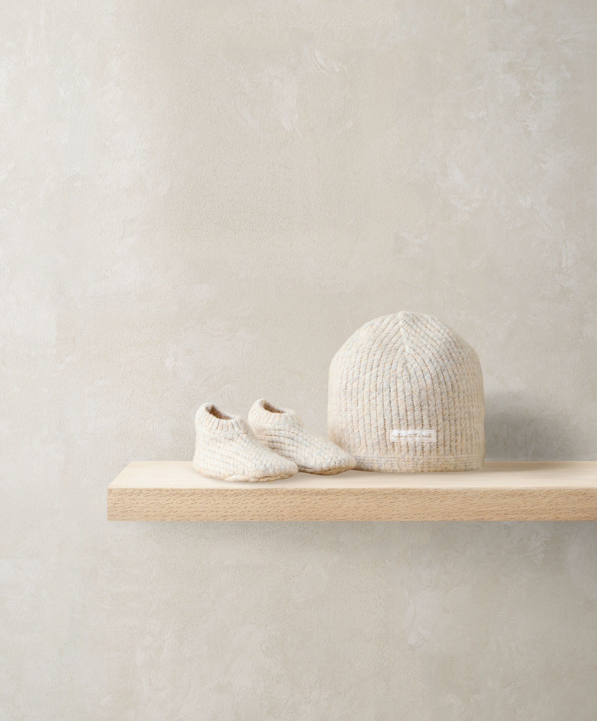 Waffle Knit Hat & Booties Set (2 Pieces) - Oatmeal image number 1
