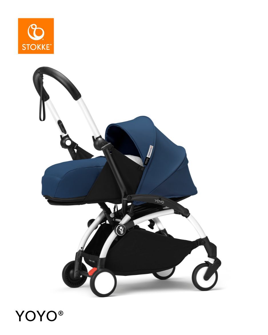 Stokke YOYO3 White Frame with 0+ Newborn Pack - Air France Blue & Cup Holder (3 Pieces) image number 2