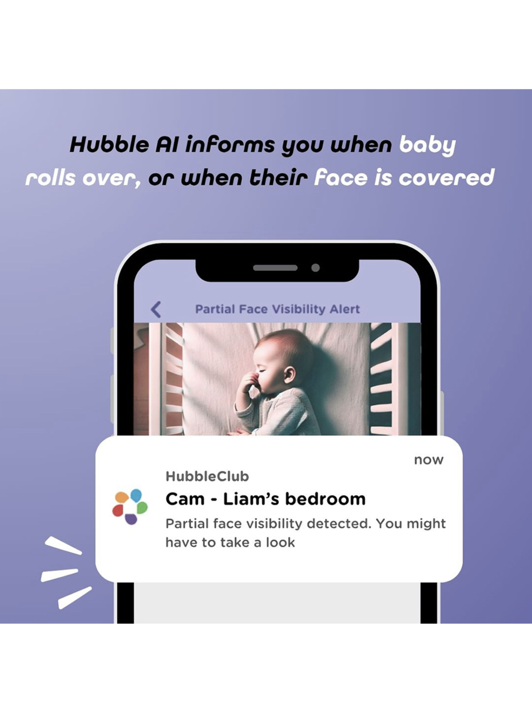 Hubble AI Go Baby Pro Battery Cam 5.0&rdquo; Connected Video Baby Monitor - White image number 5