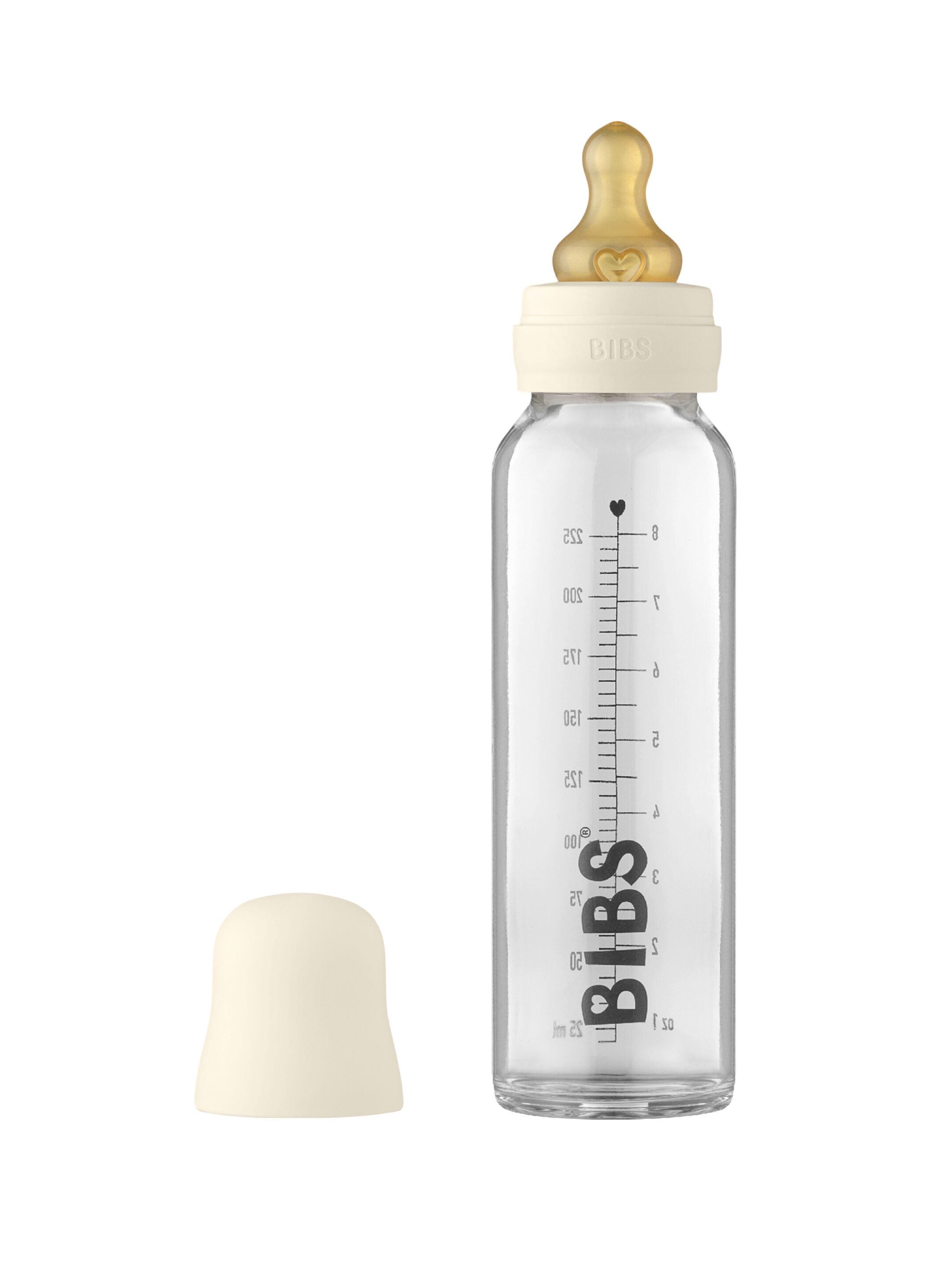 Bibs Baby Glass Bottle - Ivory (225ml) 