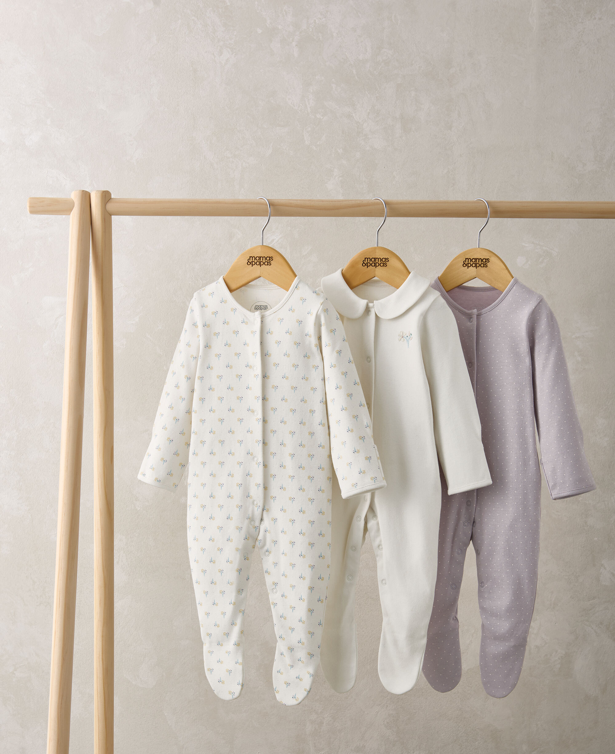 Floral Spot Sleepsuits (Set of 3) image number 1