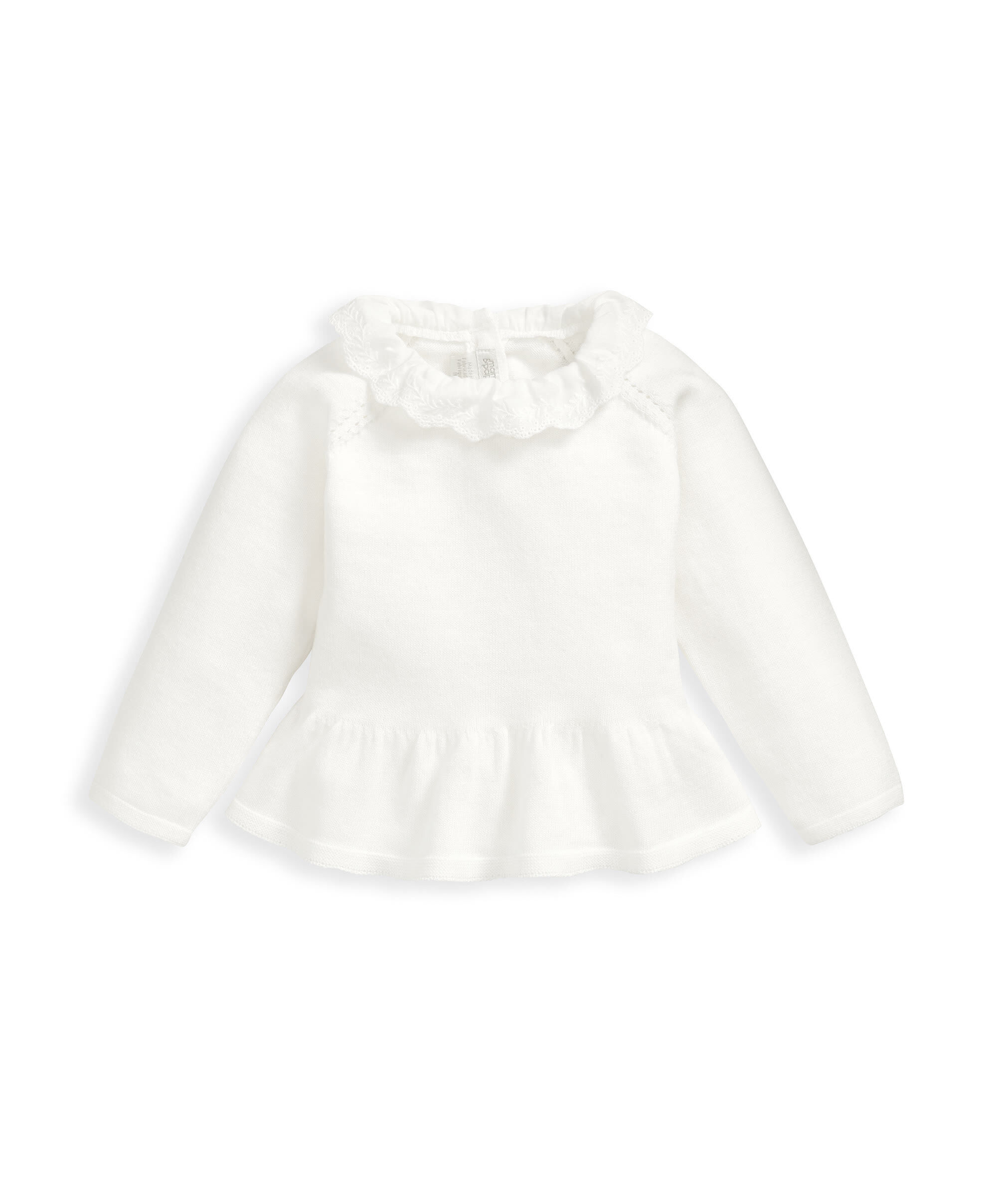 White Frill Knitted Top & Leggings Set image number 4