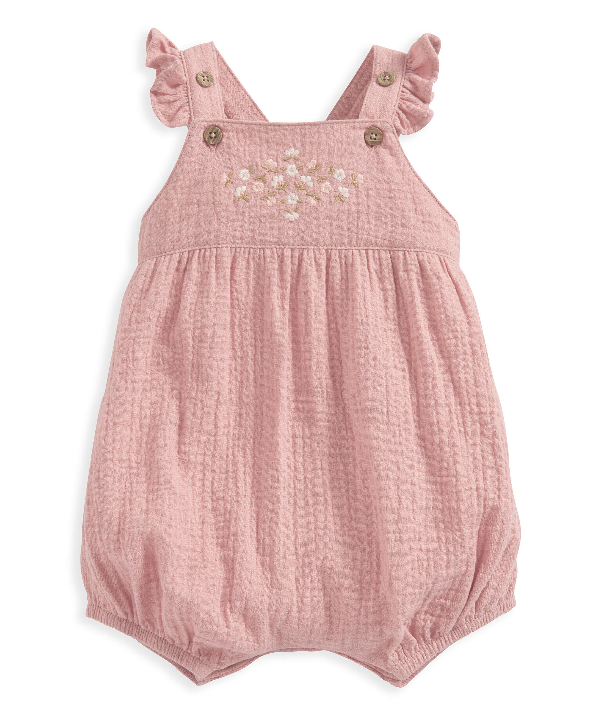 Embroidered Dungarees & Bodysuit Outfit Set - Pink image number 4