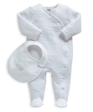 White Textured All-In-One with Bib