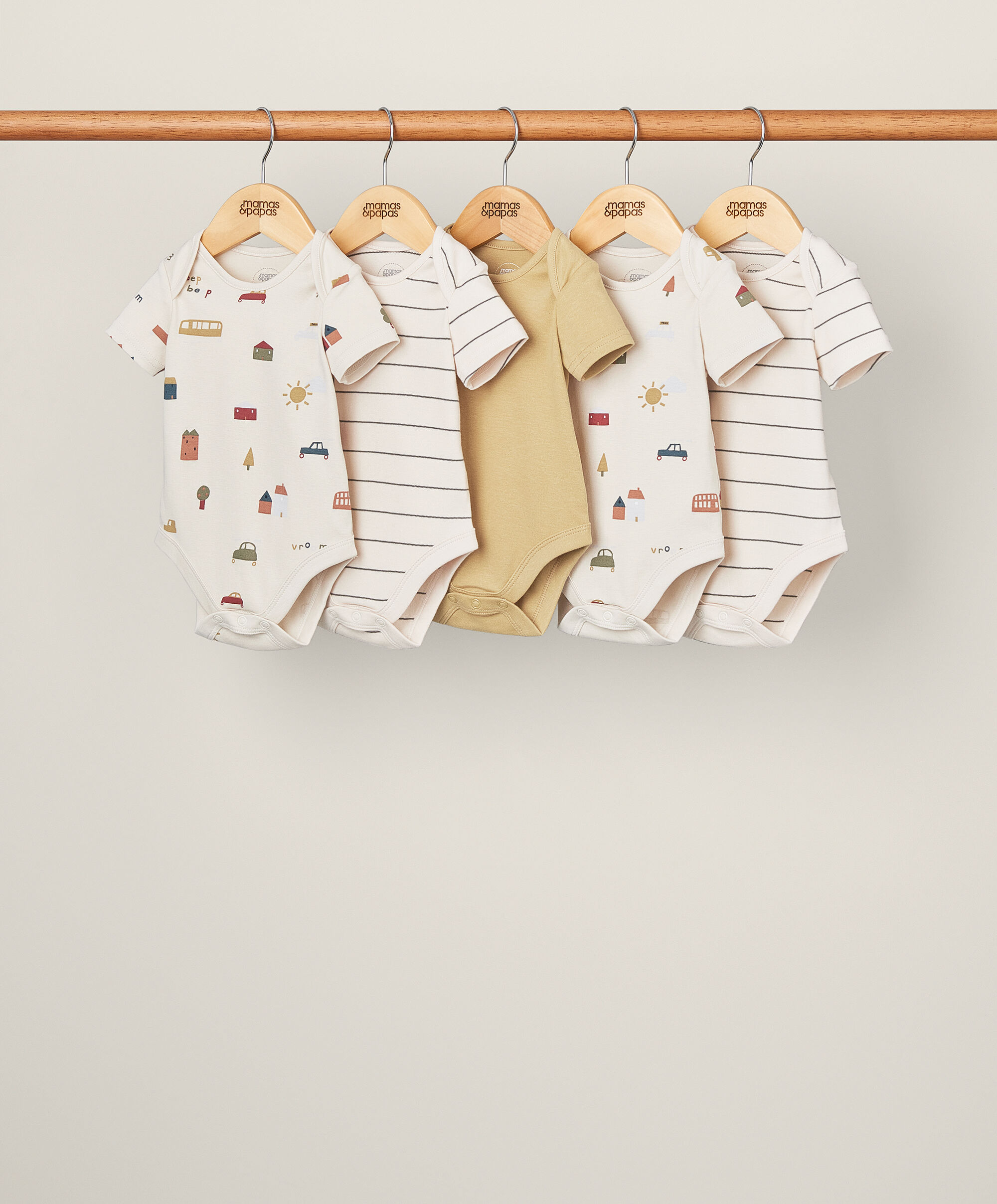 Transport Short-Sleeved Bodysuits (Pack of 5) - Yellow image number 1