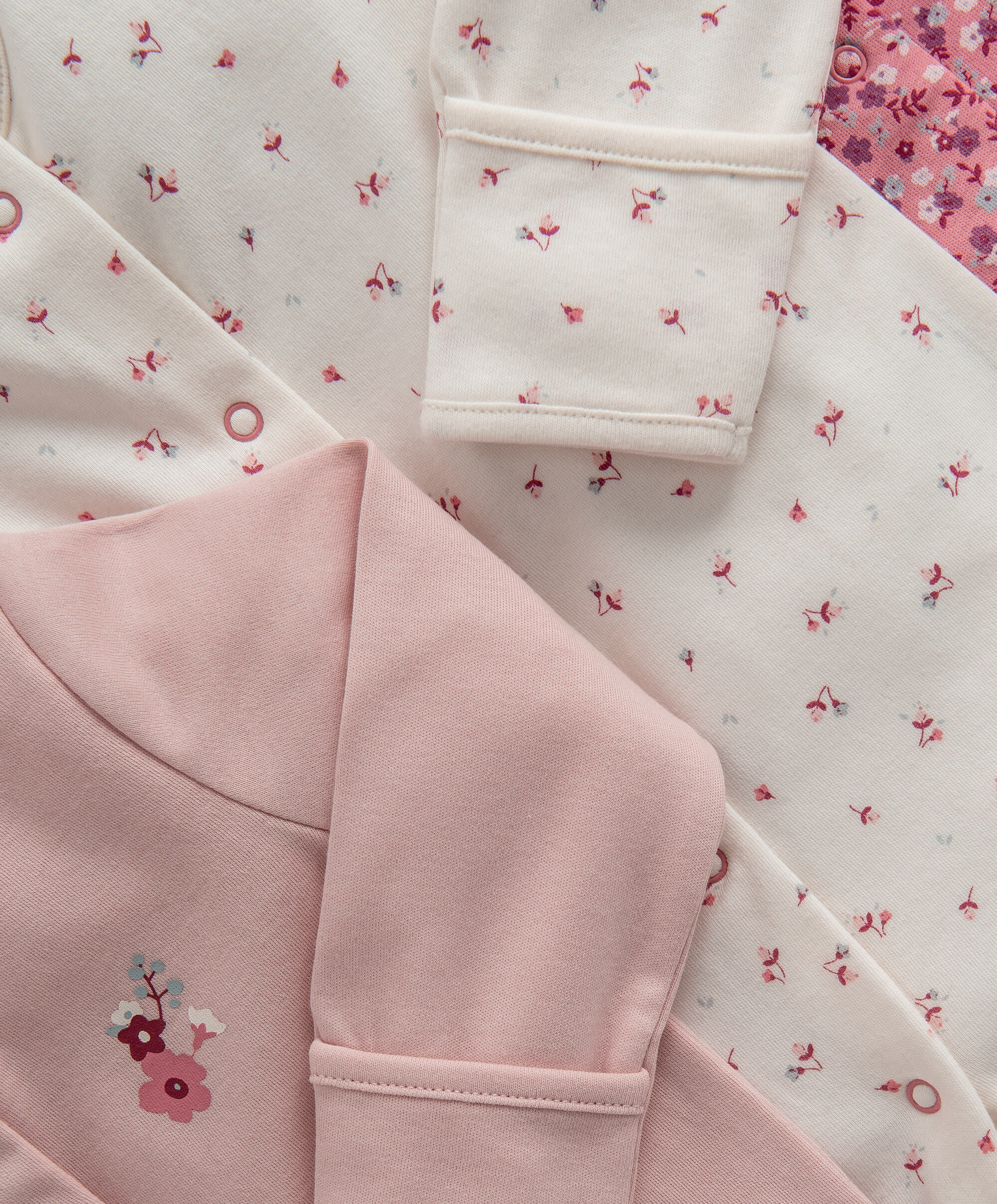 Warm Floral Sleepsuits - 3 Pack image number 3