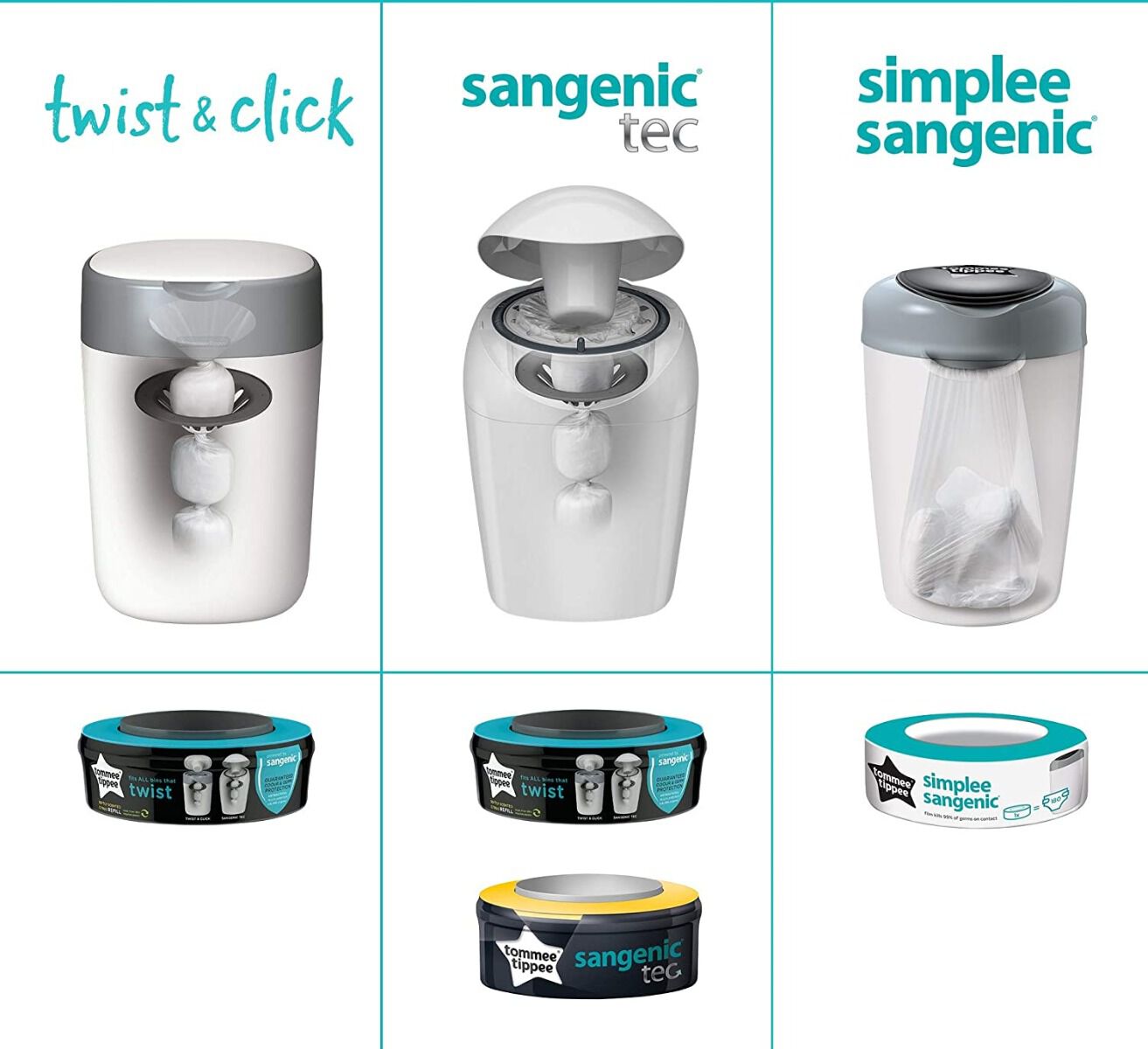 Sangenic Nappy Disposal Bin Simplee Sangenic Refill Tommee Tippee