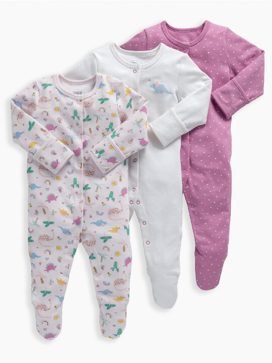 Dino Girls Sleepsuits 3 Pack image number 1