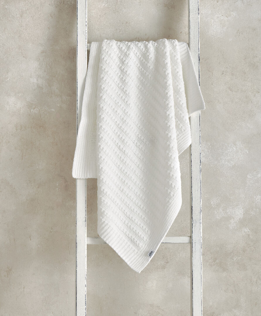 Chenille Blanket - White Stripe