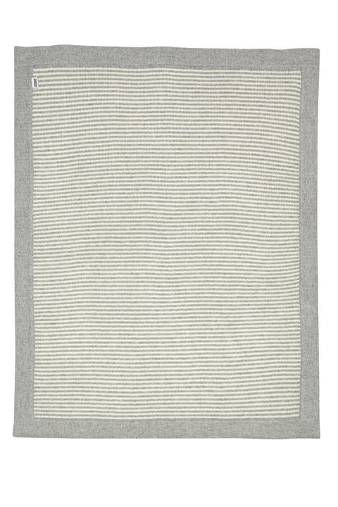 Knitted Blanket - Grey & White Stripe image number 1