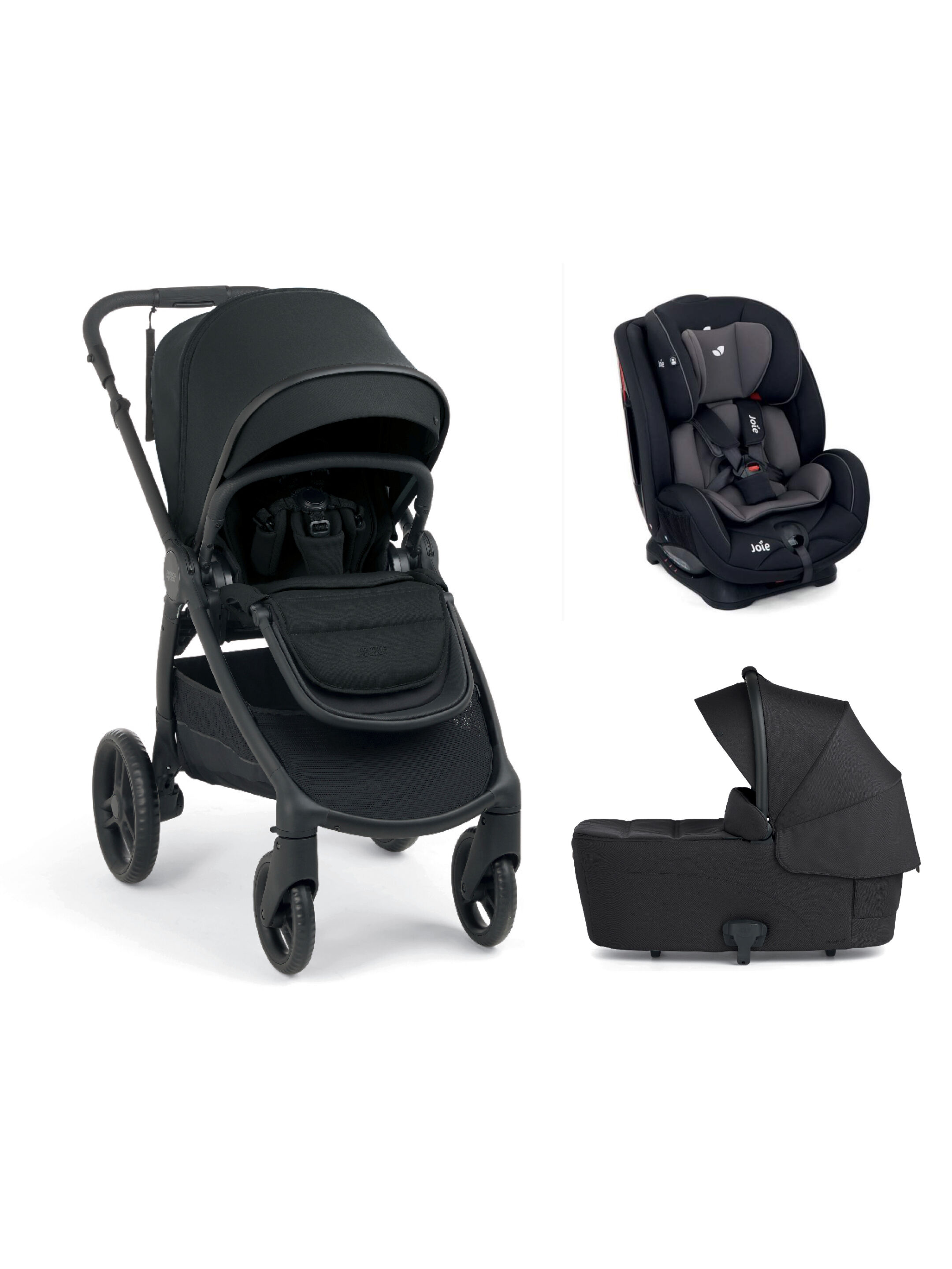 Ocarro 2 Pushchair and Carrycot Bundle with Joie Stages Adjustable Baby to Child Car Seat (3 Pieces) - Eclipse image number 1
