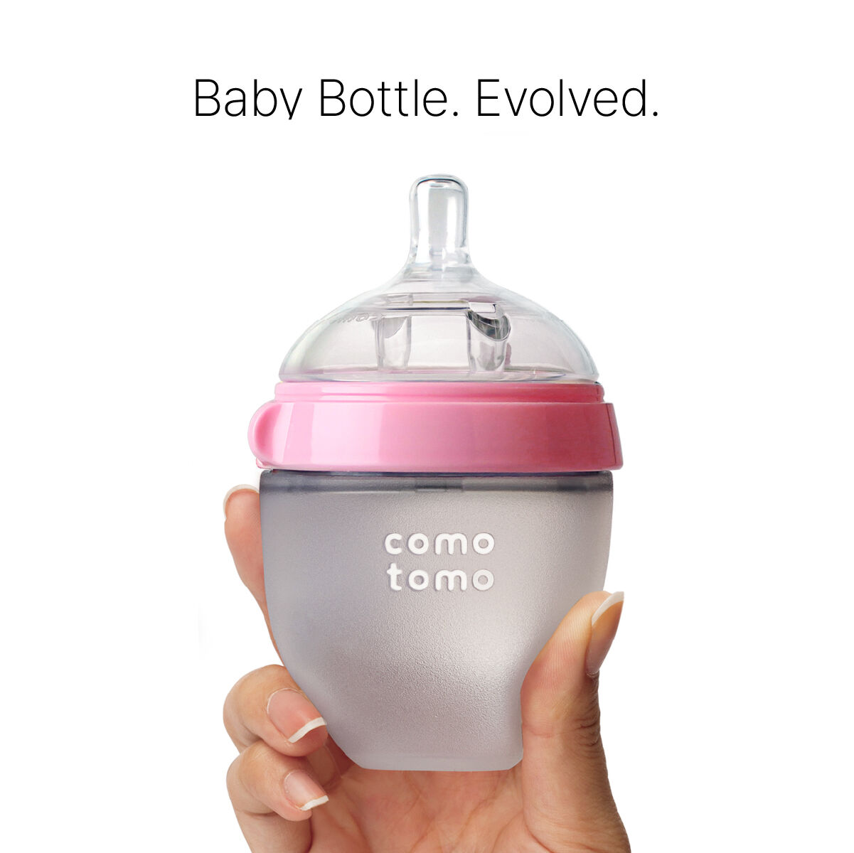 Comotomo Natural Feel Baby Feeding Bottle Pink & White - 2 pcs x 150 ml image number 2