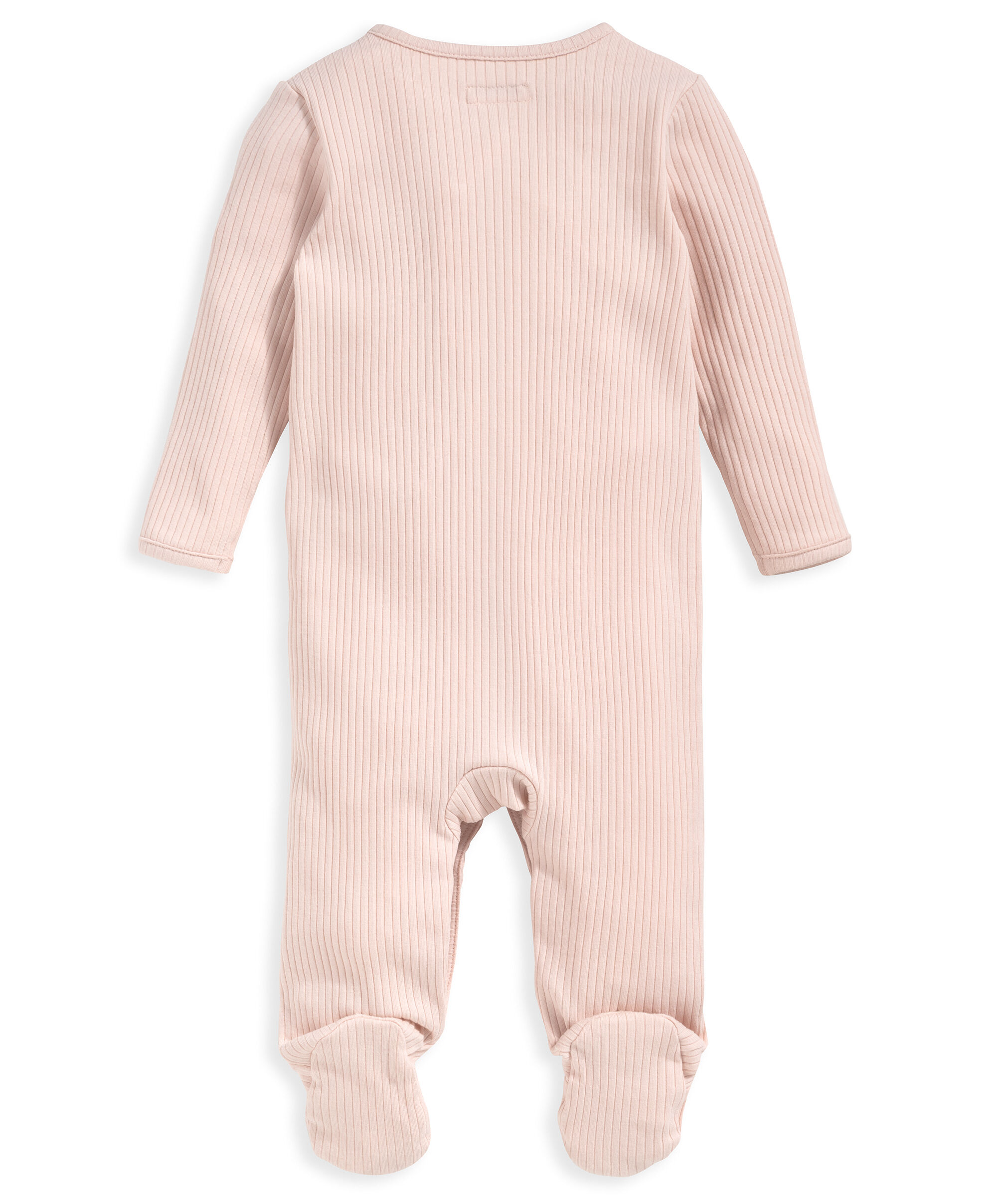 Organic Pink Ribbed Sleepsuit image number 2