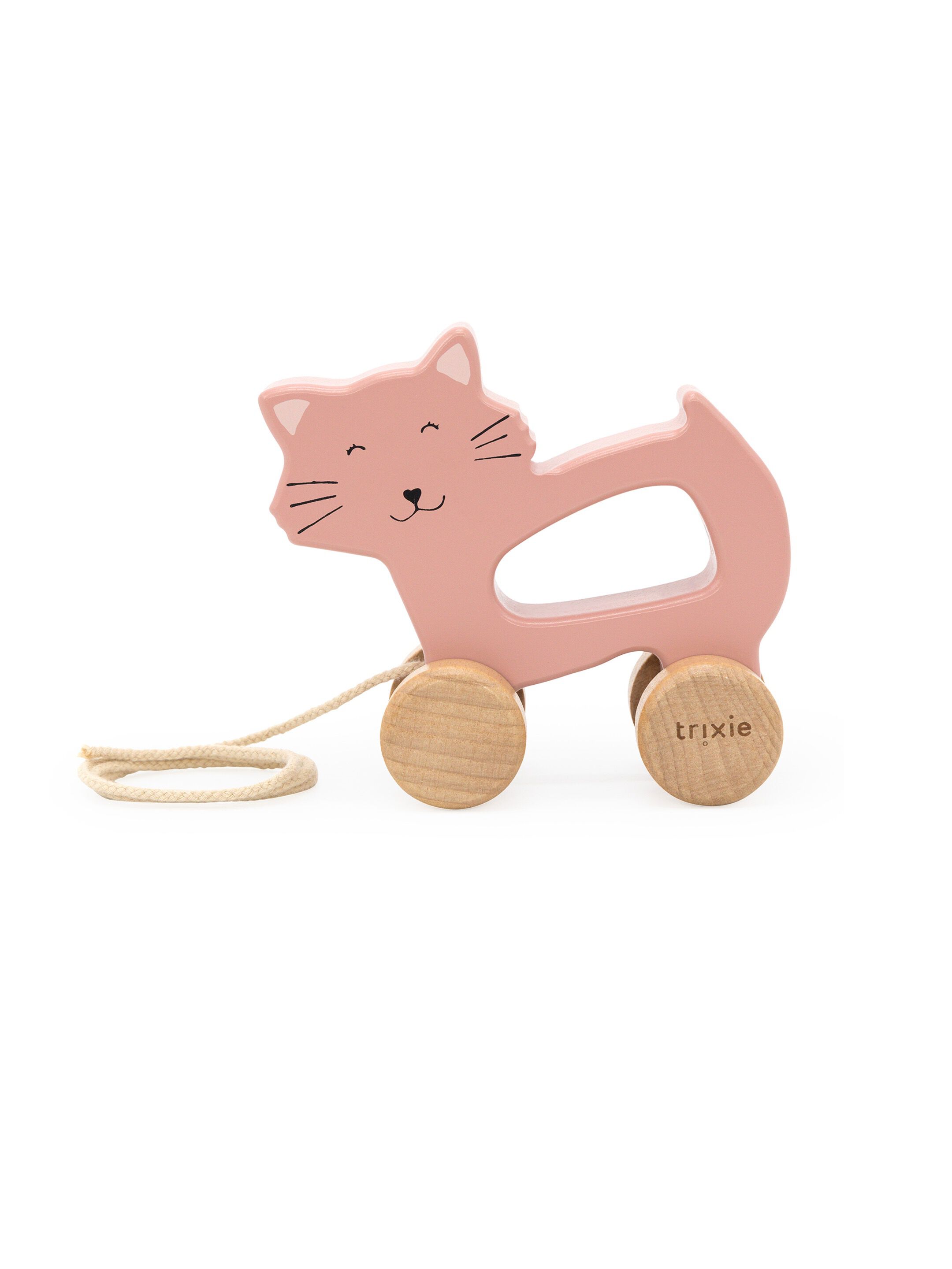 Trixie Wooden pull along toy Mrs. Cat - Pink image number 1