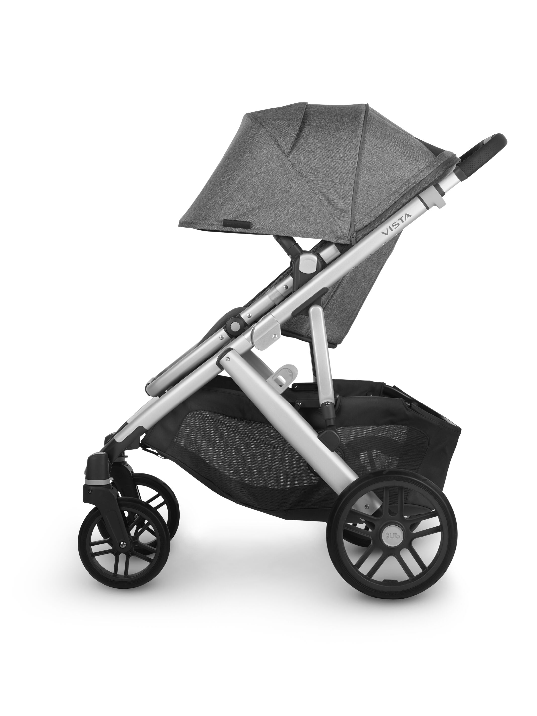 Uppababy - Vista V2 Stroller- Jordan (Charcoal/grey m&eacute;lange fabric/silver/black leather) image number 5