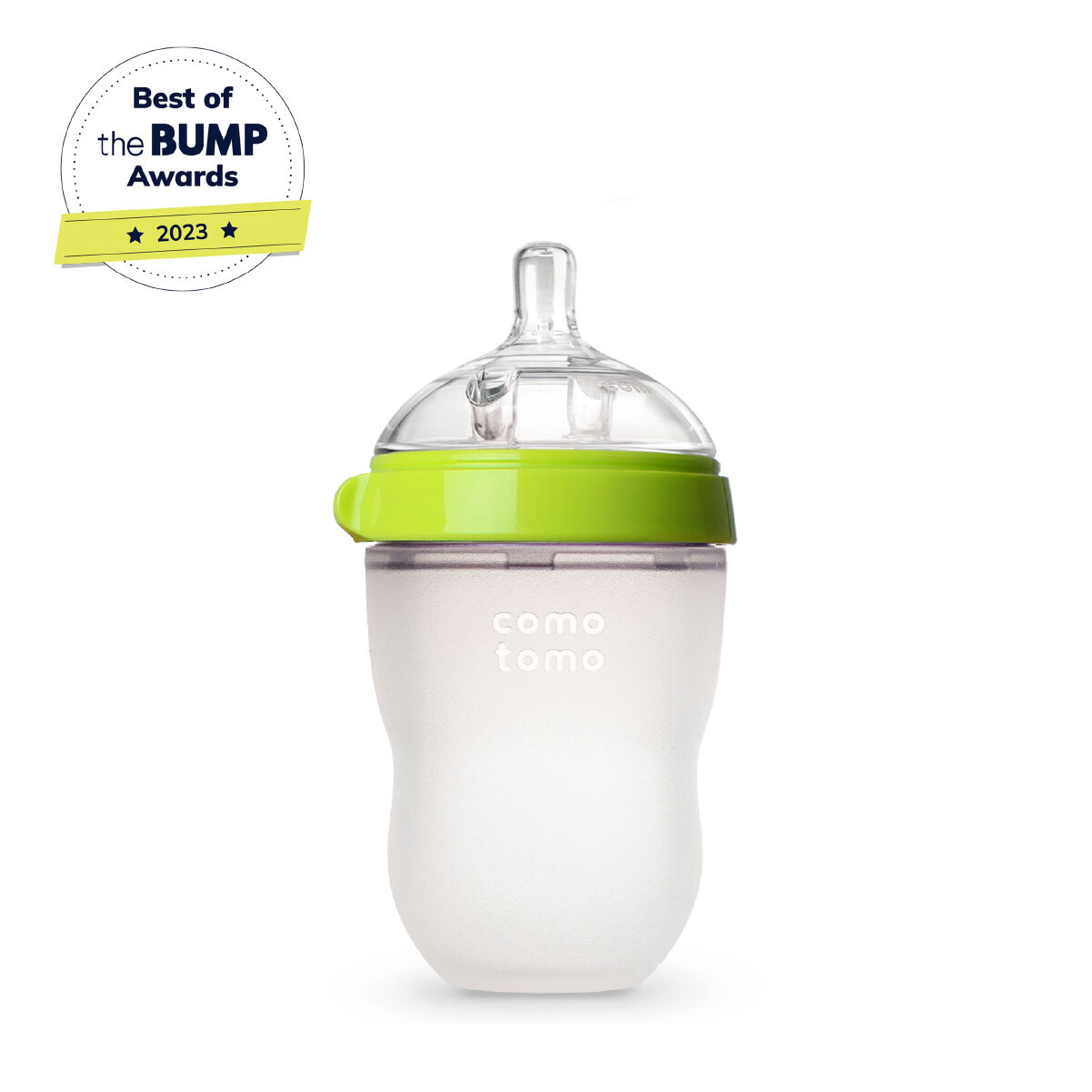 Comotomo Natural Feel Baby Feeding Bottle Green & White - 250 ml image number 1