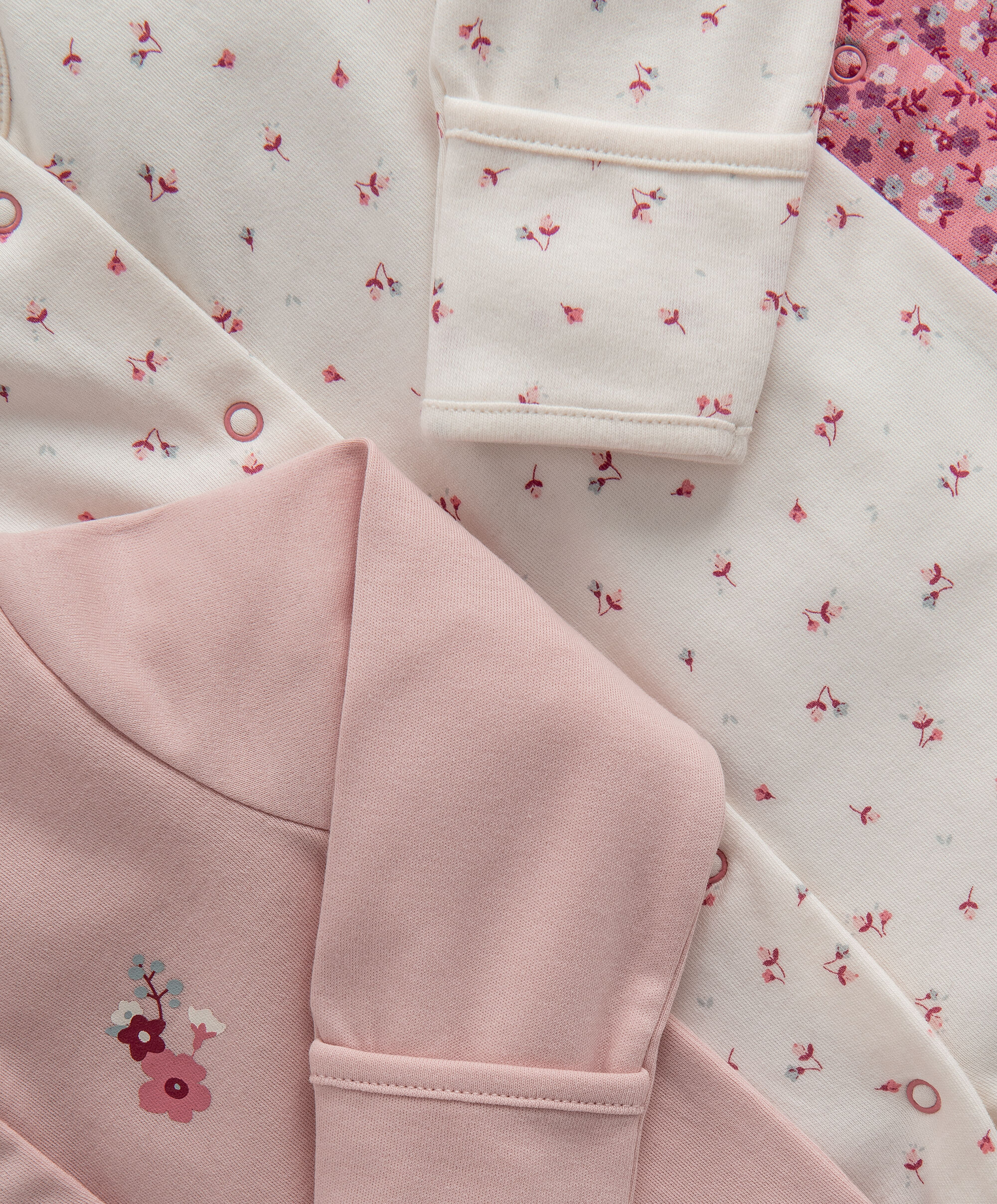 Warm Floral Sleepsuits - 3 Pack image number 2