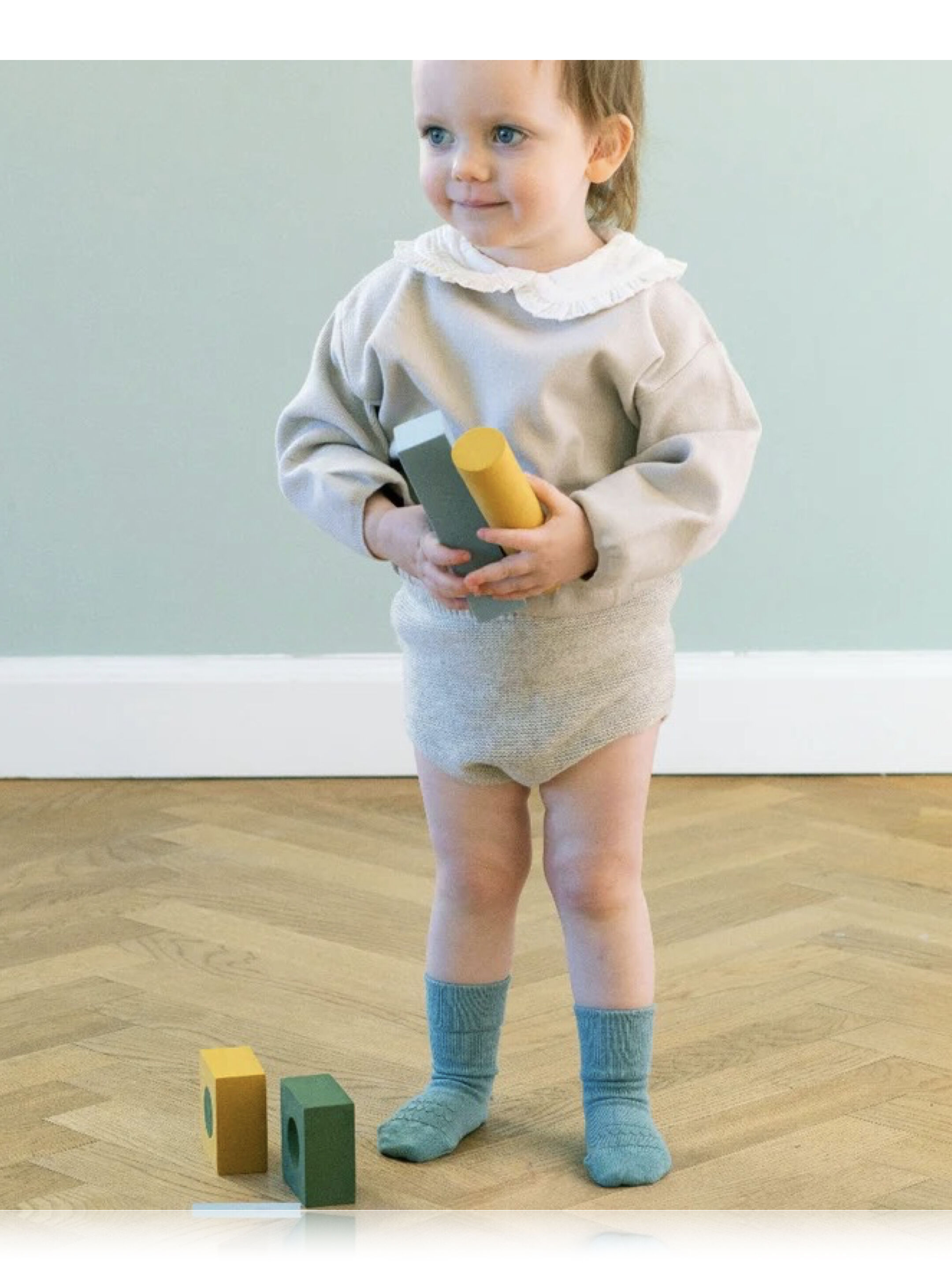 Non-slip Socks Bamboo - Dusty Blue image number 1