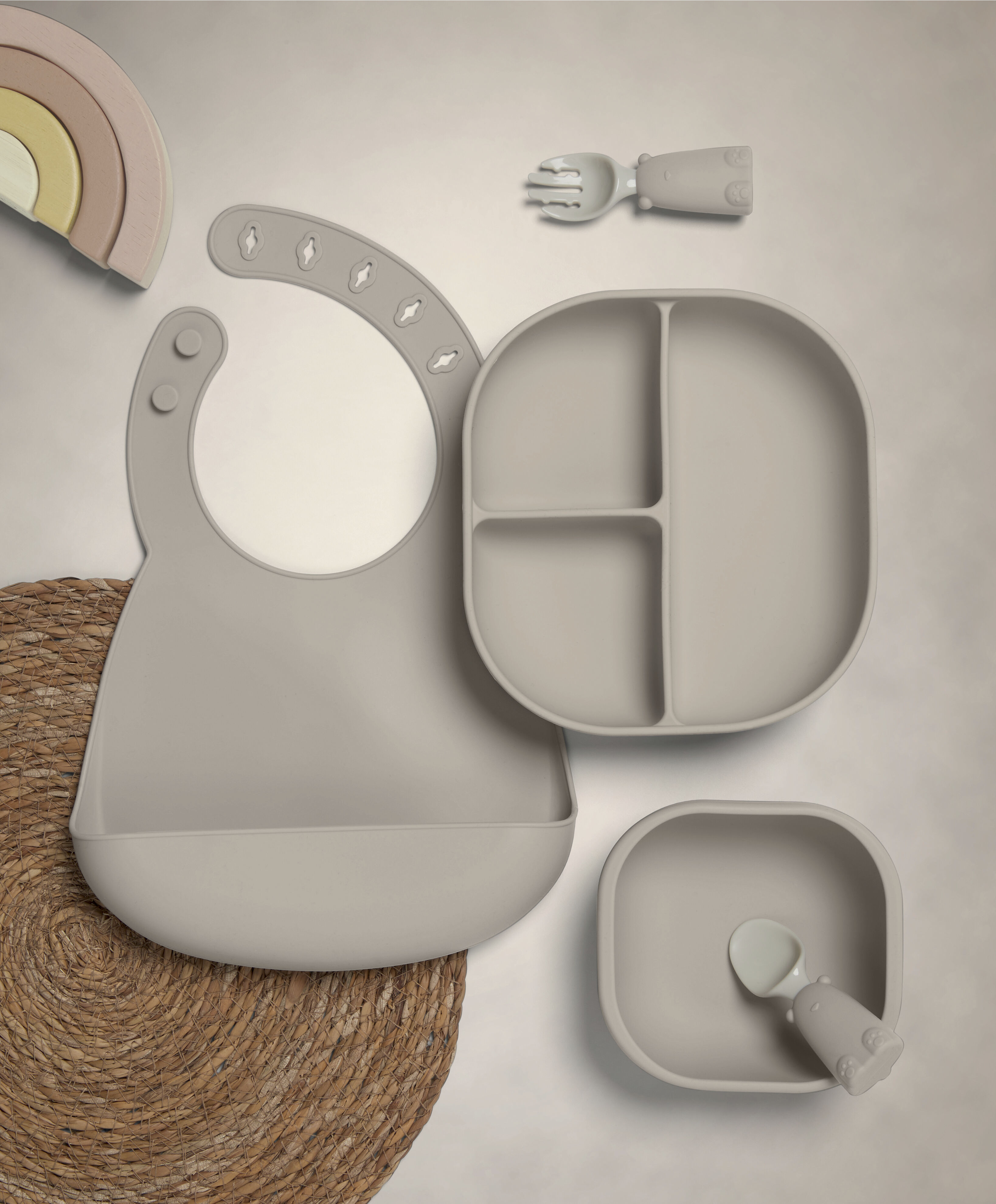 First Mealtime Silicone Set 4Pc - Truffle