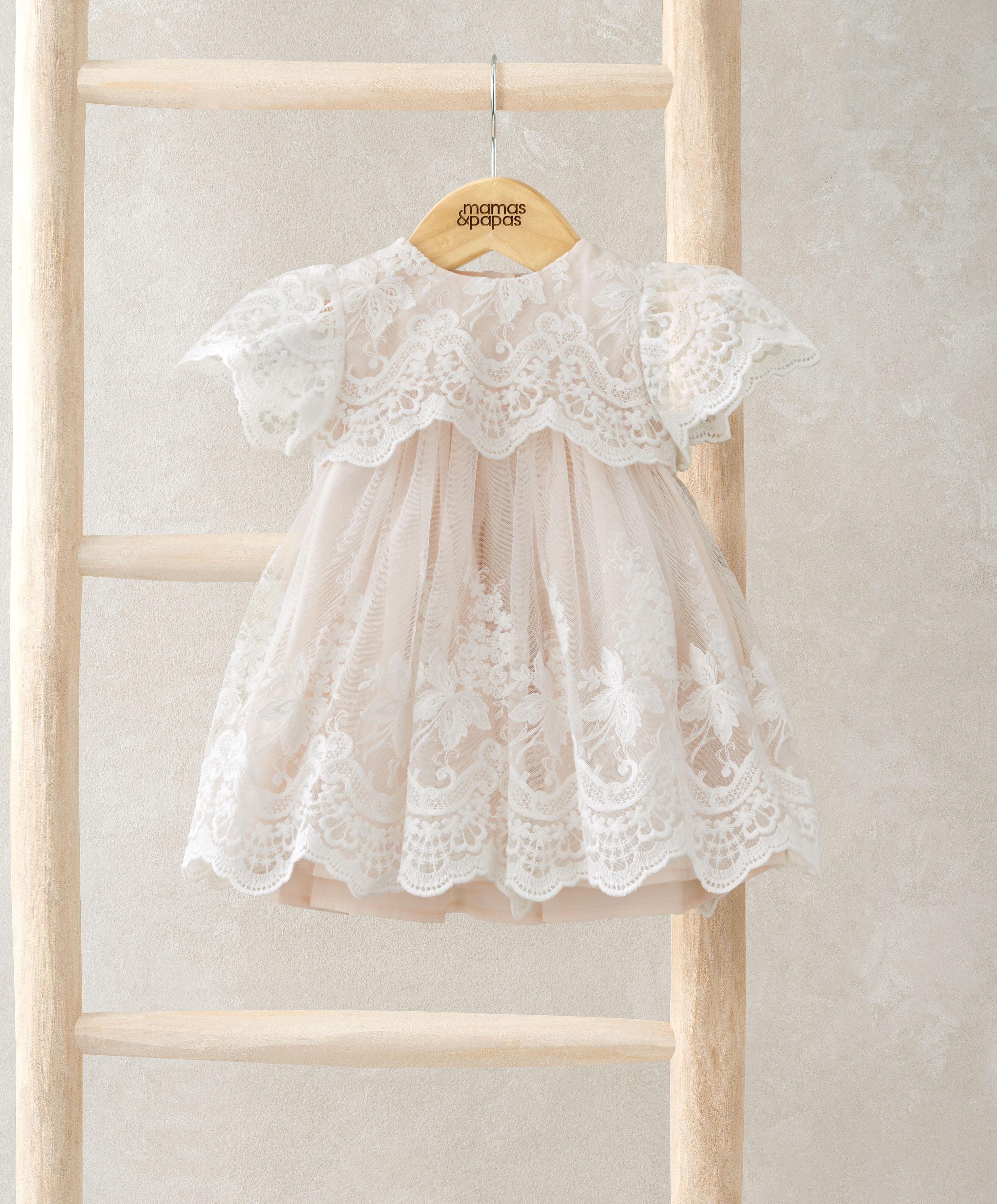 Pink Lace Frill Sleeve Dress image number 1