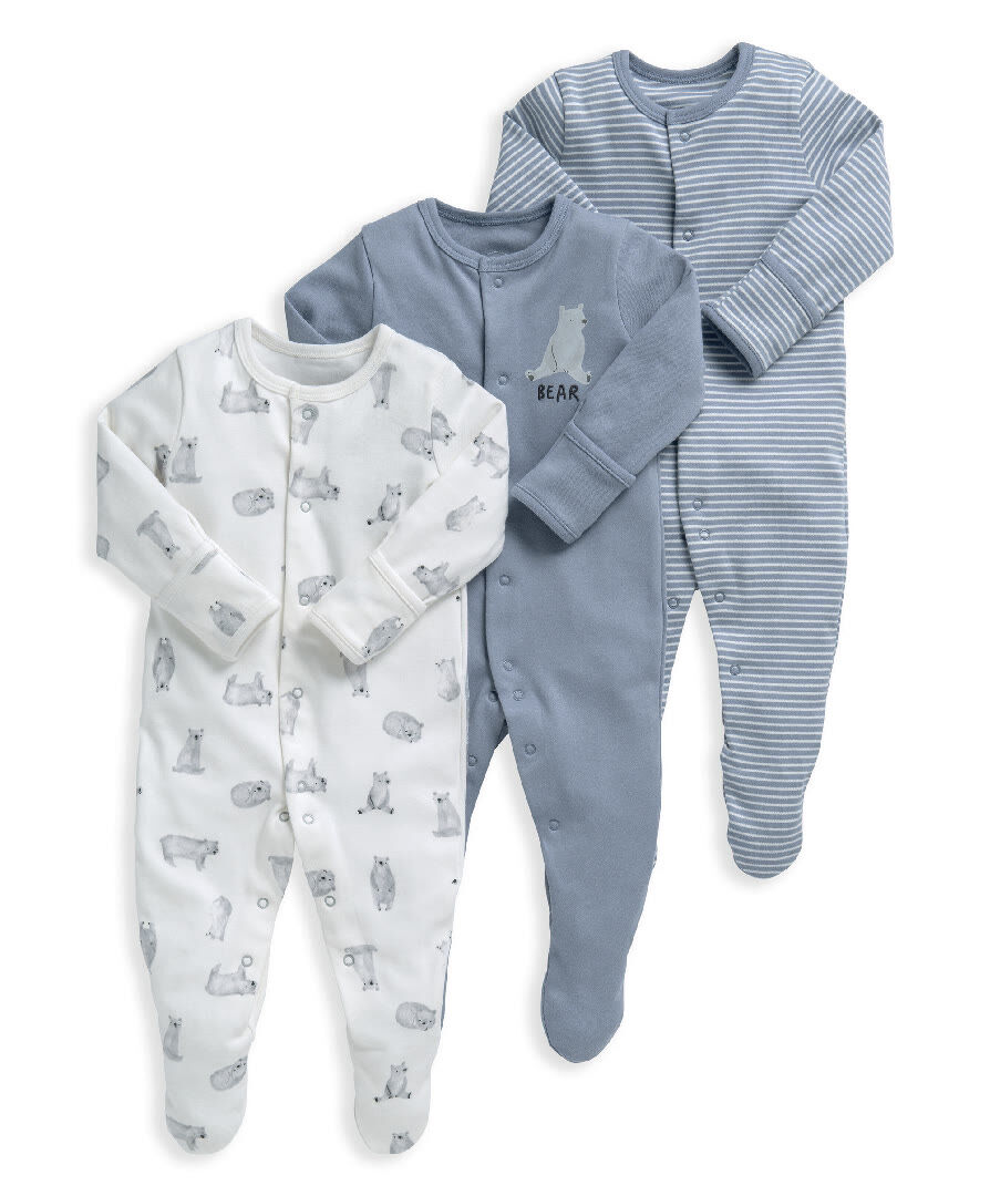 Bear Print Sleepsuits - 3 Pack image number 1