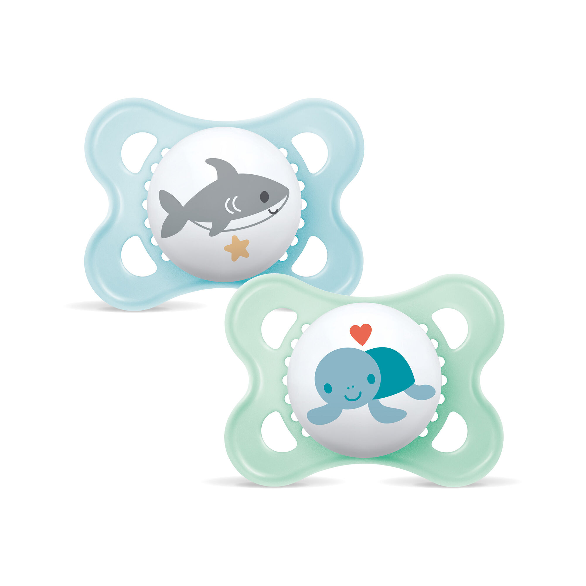 Mam Baby Original Silicone Pacifier - 2-6 M | Sealife Blue & Green  - Pack of 2 image number 1