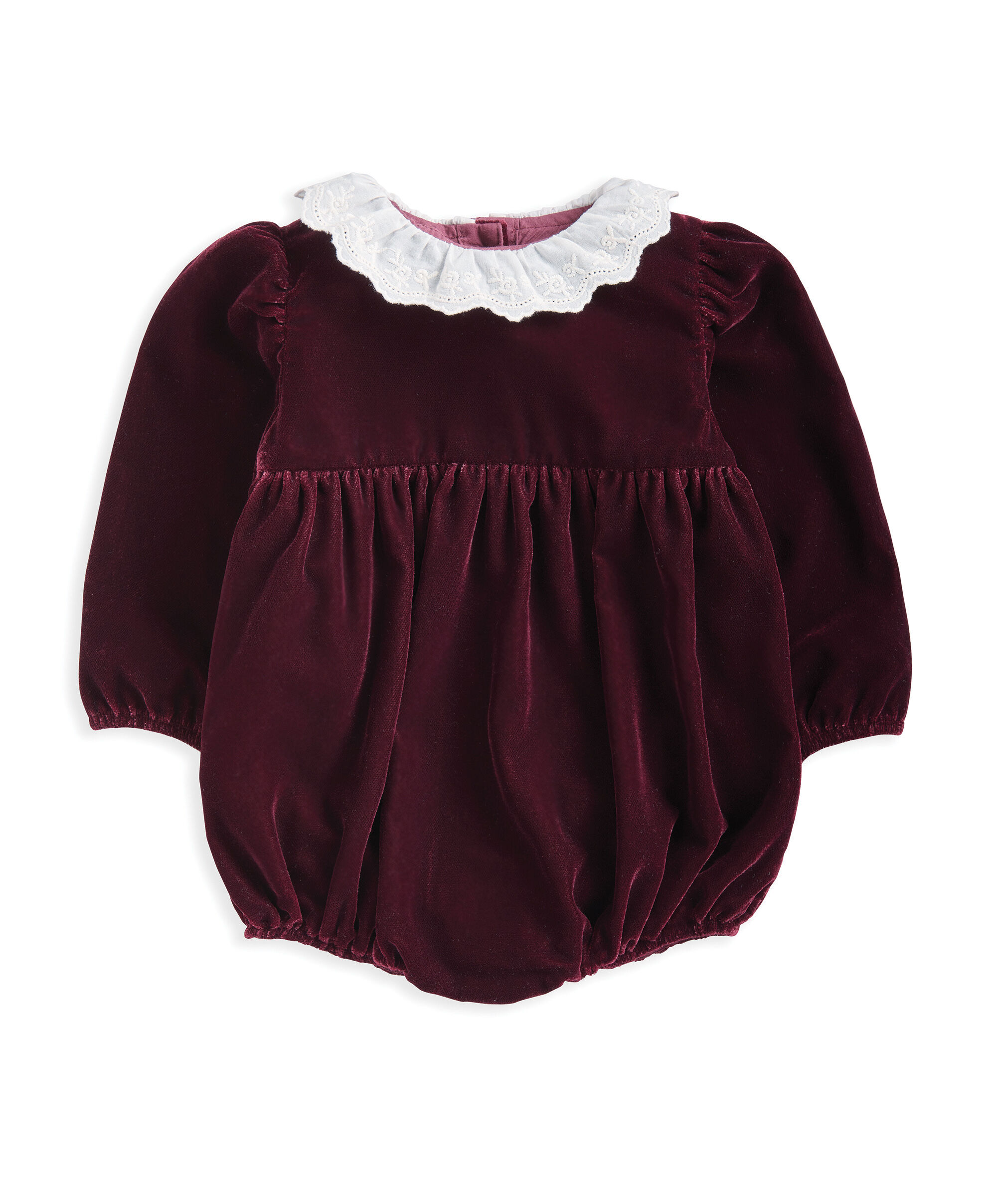 Velour Collar Romper - Berry image number 2