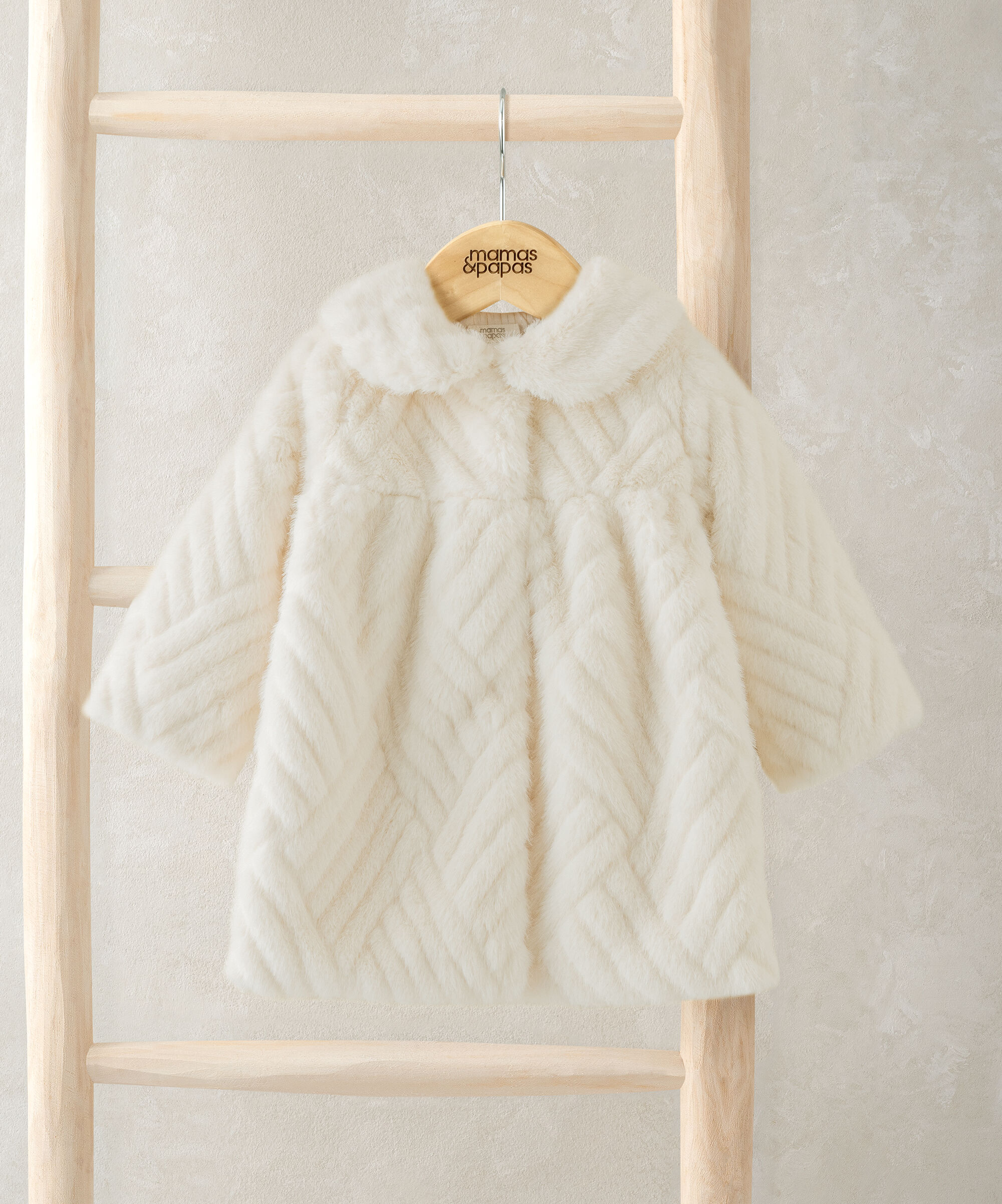 Cream Faux Fur Coat image number 1