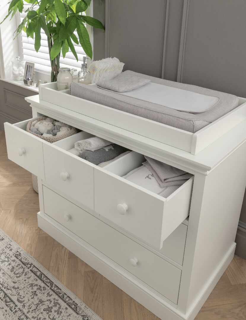 Oxford Wooden Drawer Dresser Baby Changing Unit White