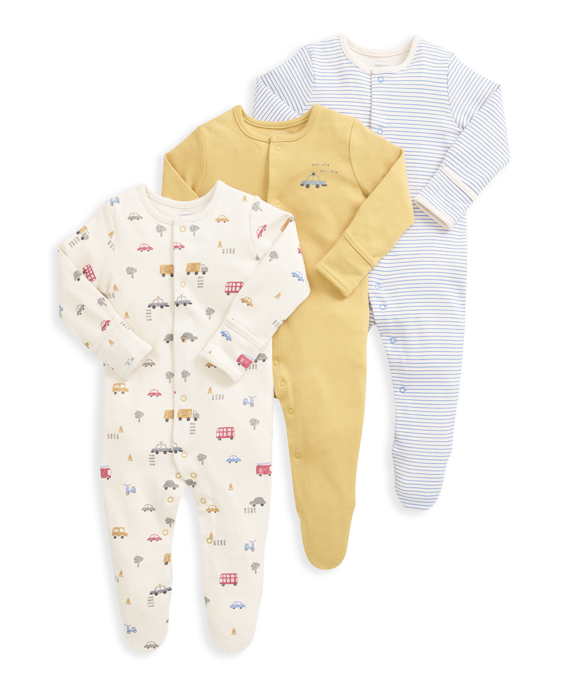 3 pack Brum Brum Sleepsuits image number 2