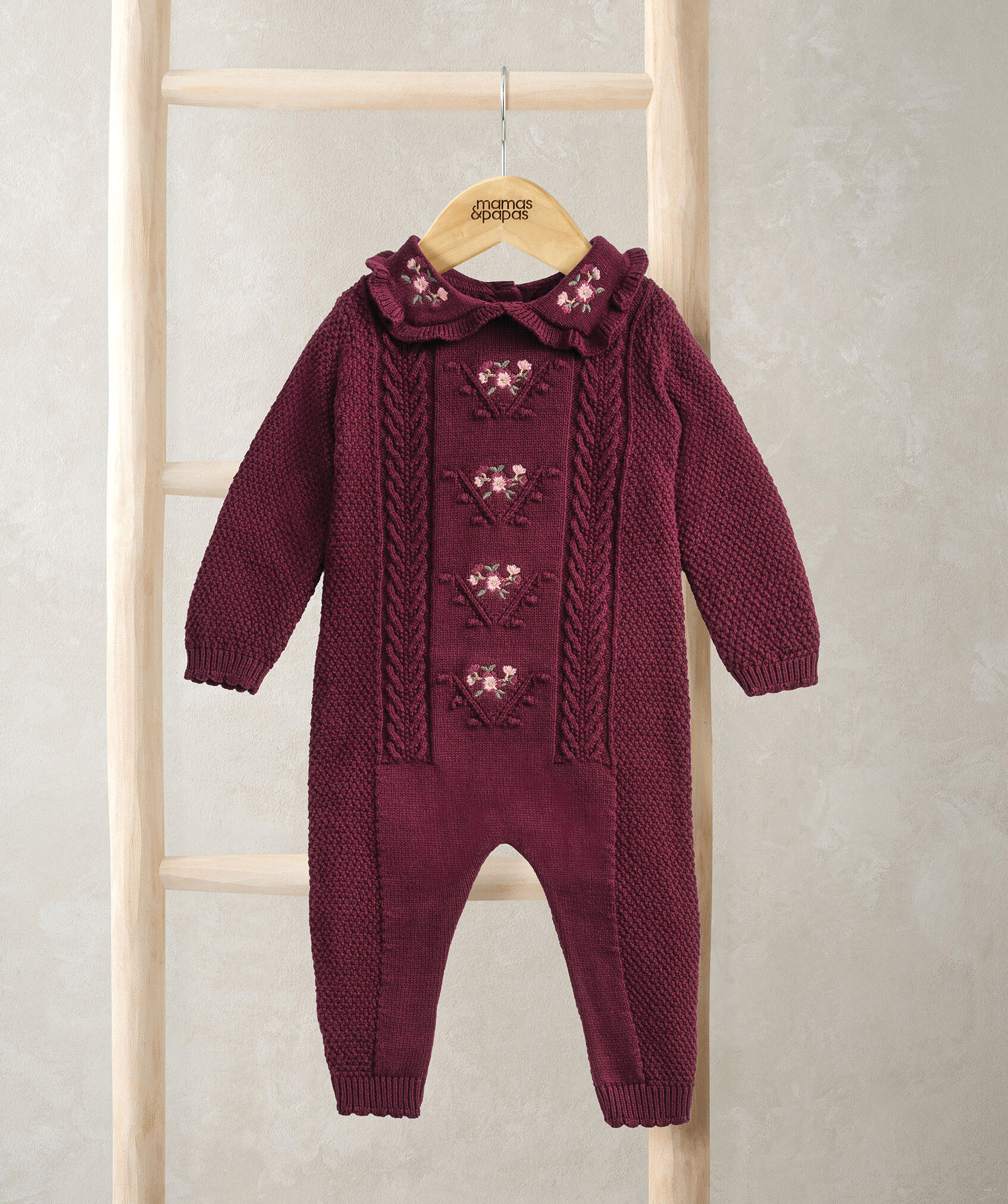 Burgendy Soft Knit Romper image number 2