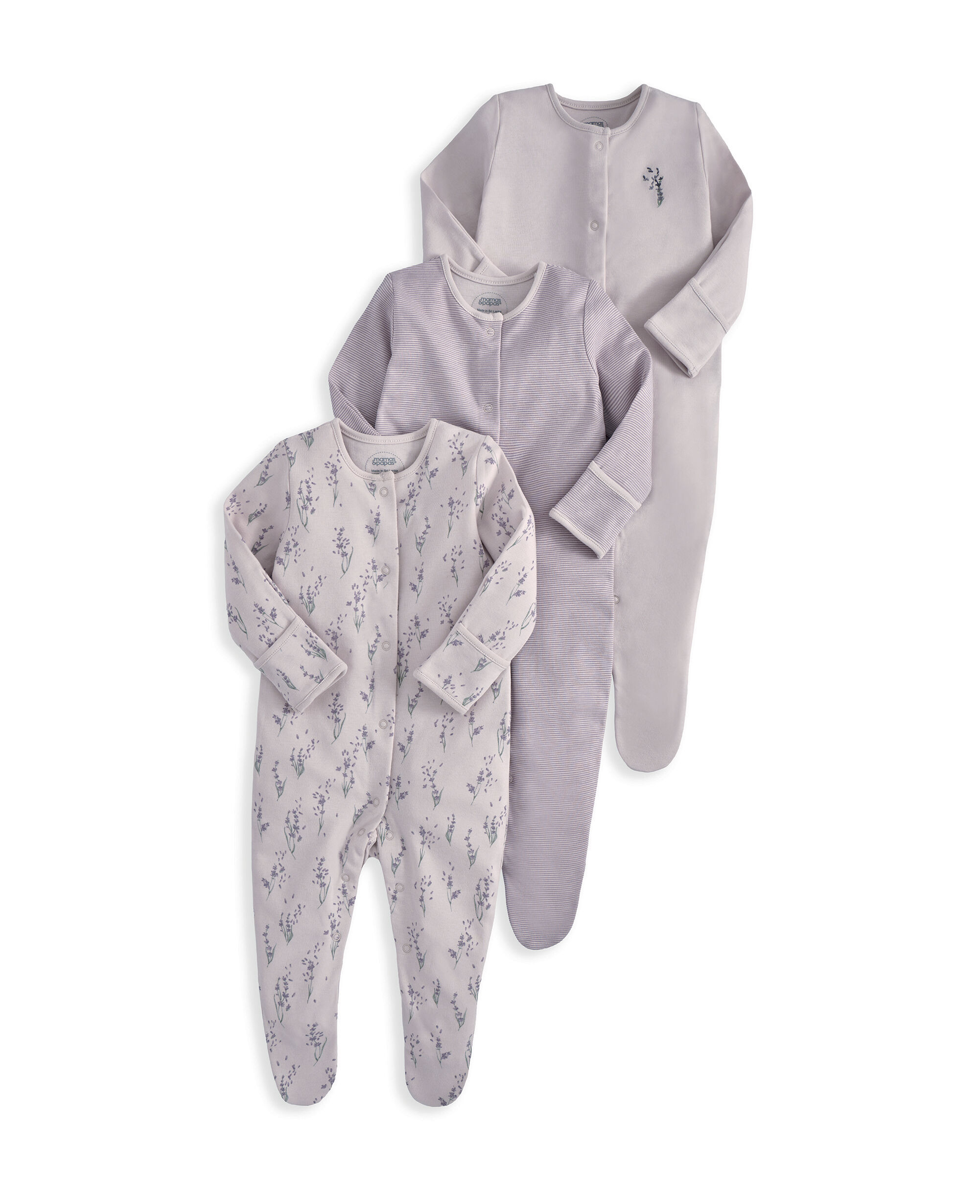 Lavendar Sleepsuits (Pack of 3)  image number 2