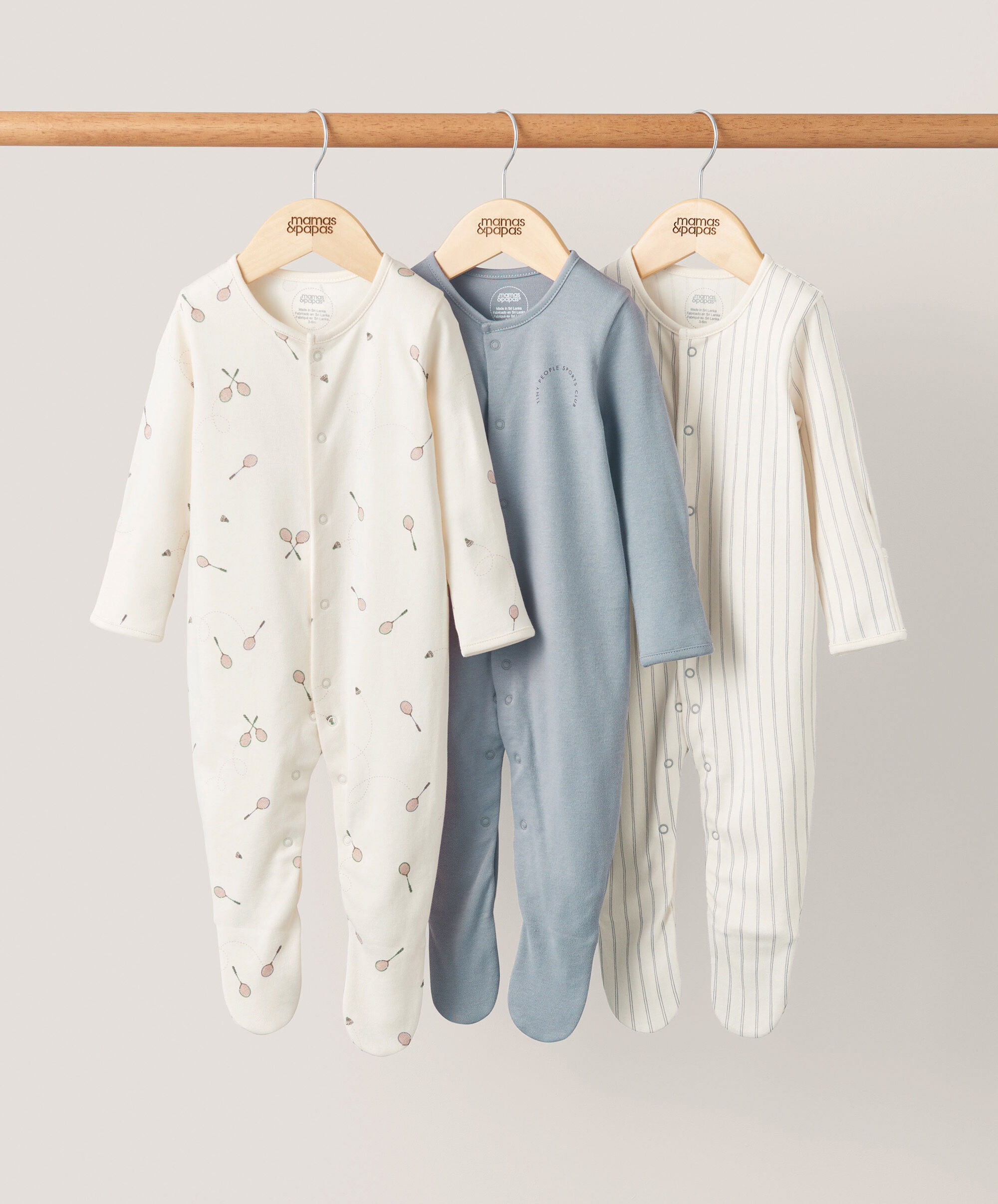 Tiny Sports Club Sleepsuits (Set of 3) - Blue image number 1