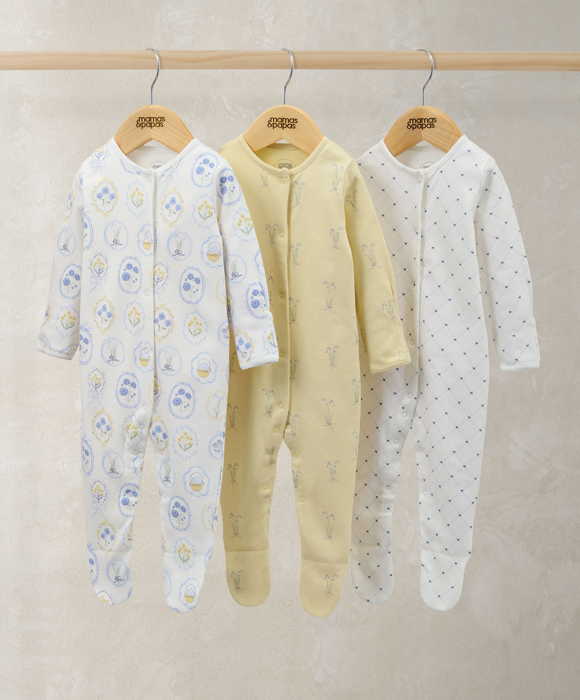 Sleepsuits (Pack of 3) - Coordinating Designs image number 1