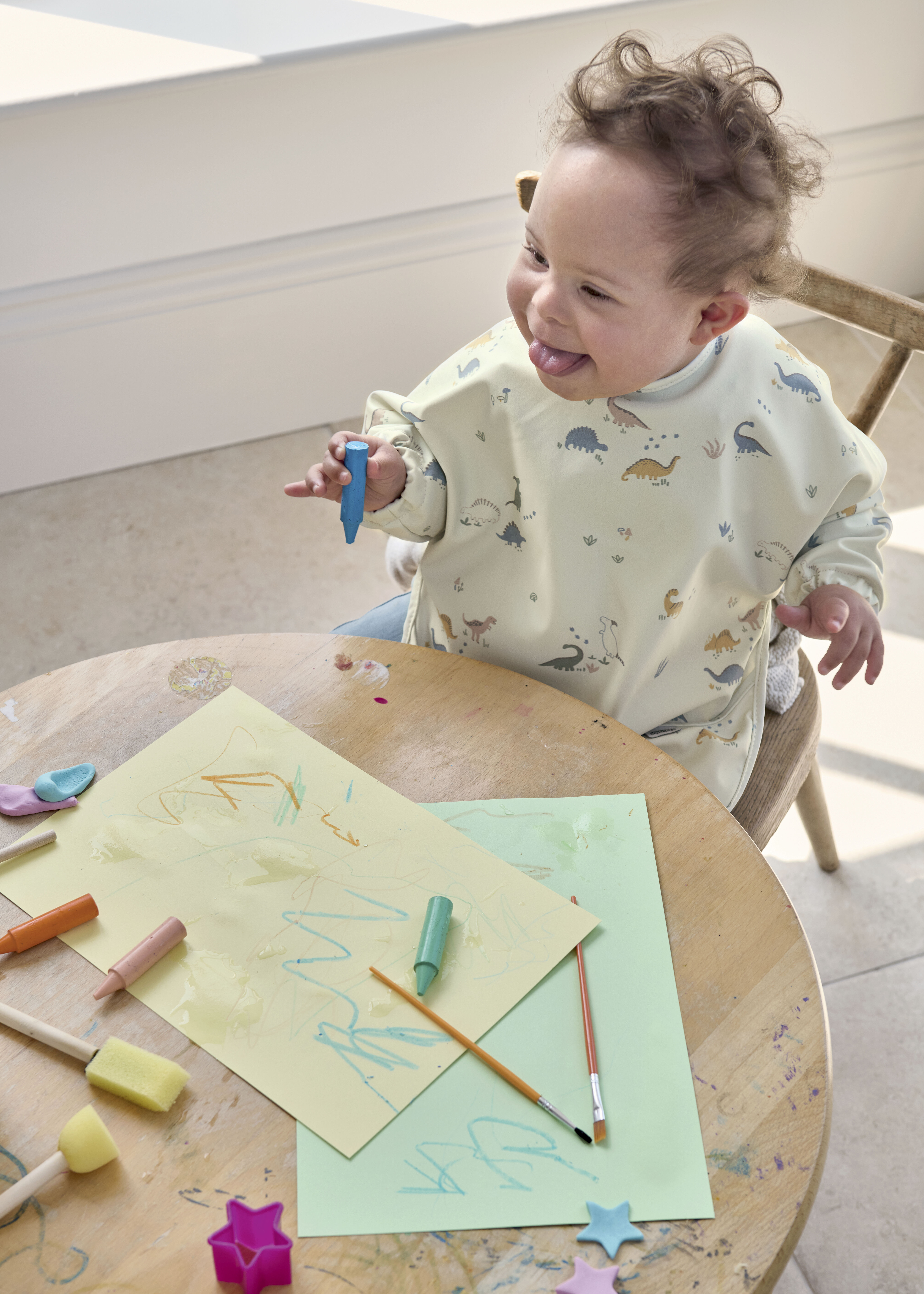 Long Sleeve Bib (Pack of 2) - Dino Stripe image number 4