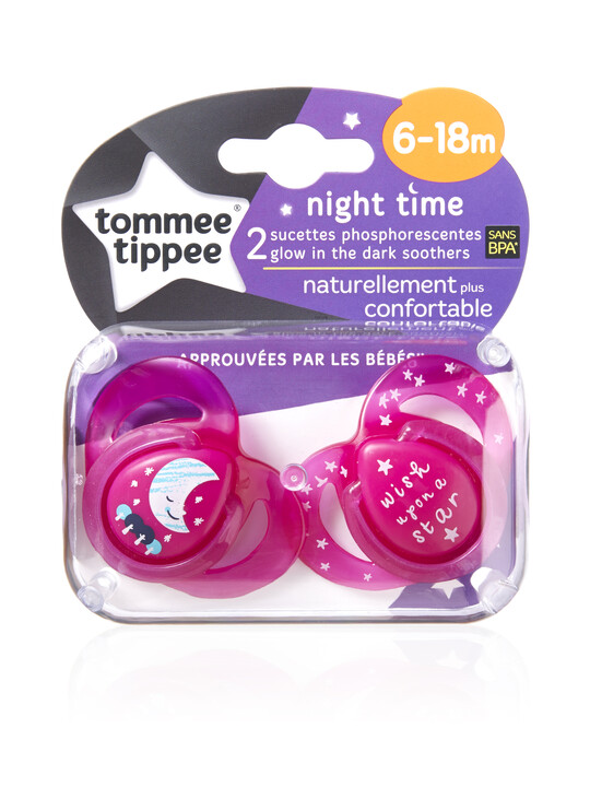 Tommee Tippee Closer to Nature Night Time Soothers 6-18 months (2 Pack) - Pink image number 2