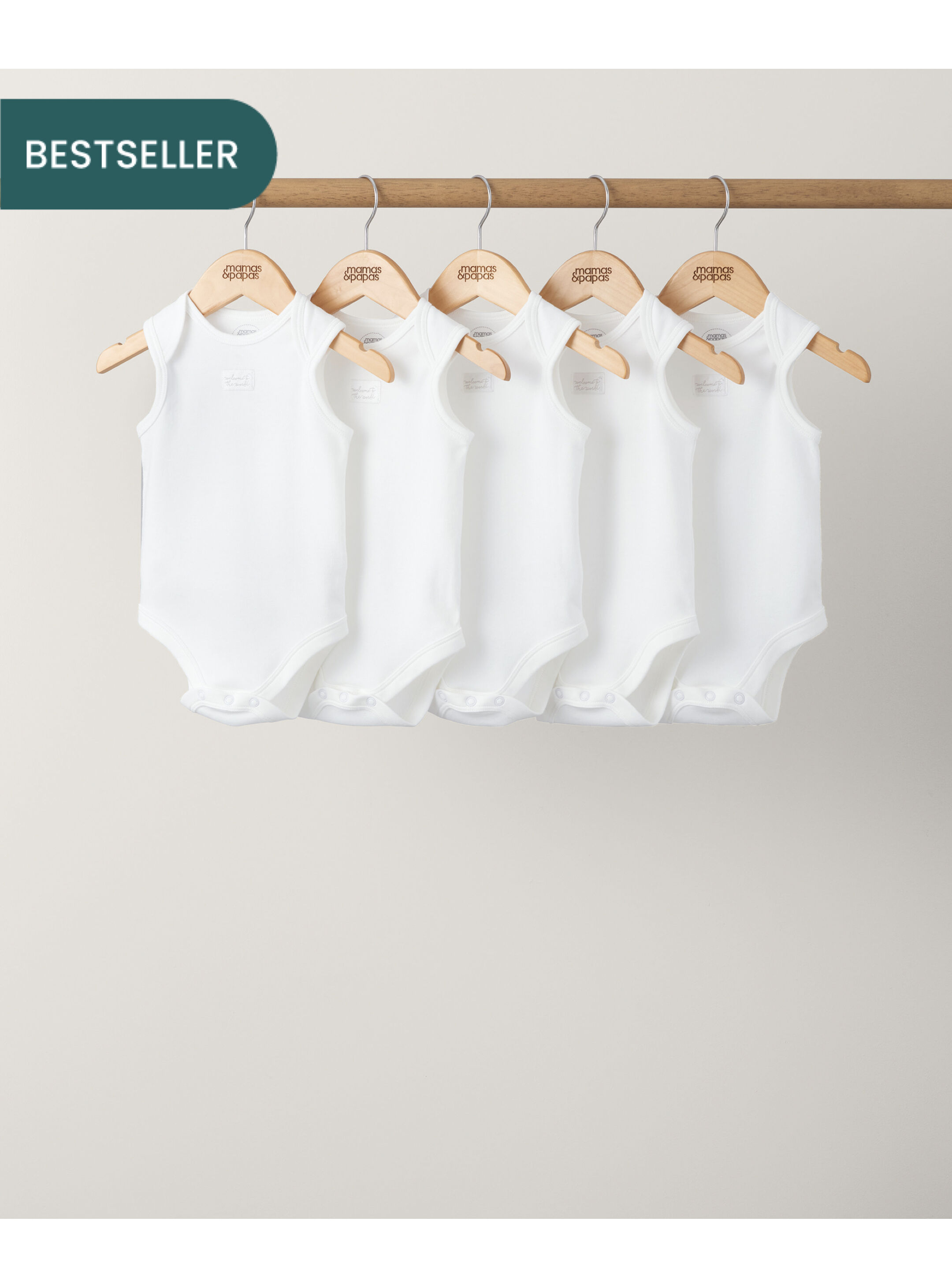 5 pack White Organic Sleeveless Bodysuits image number 1