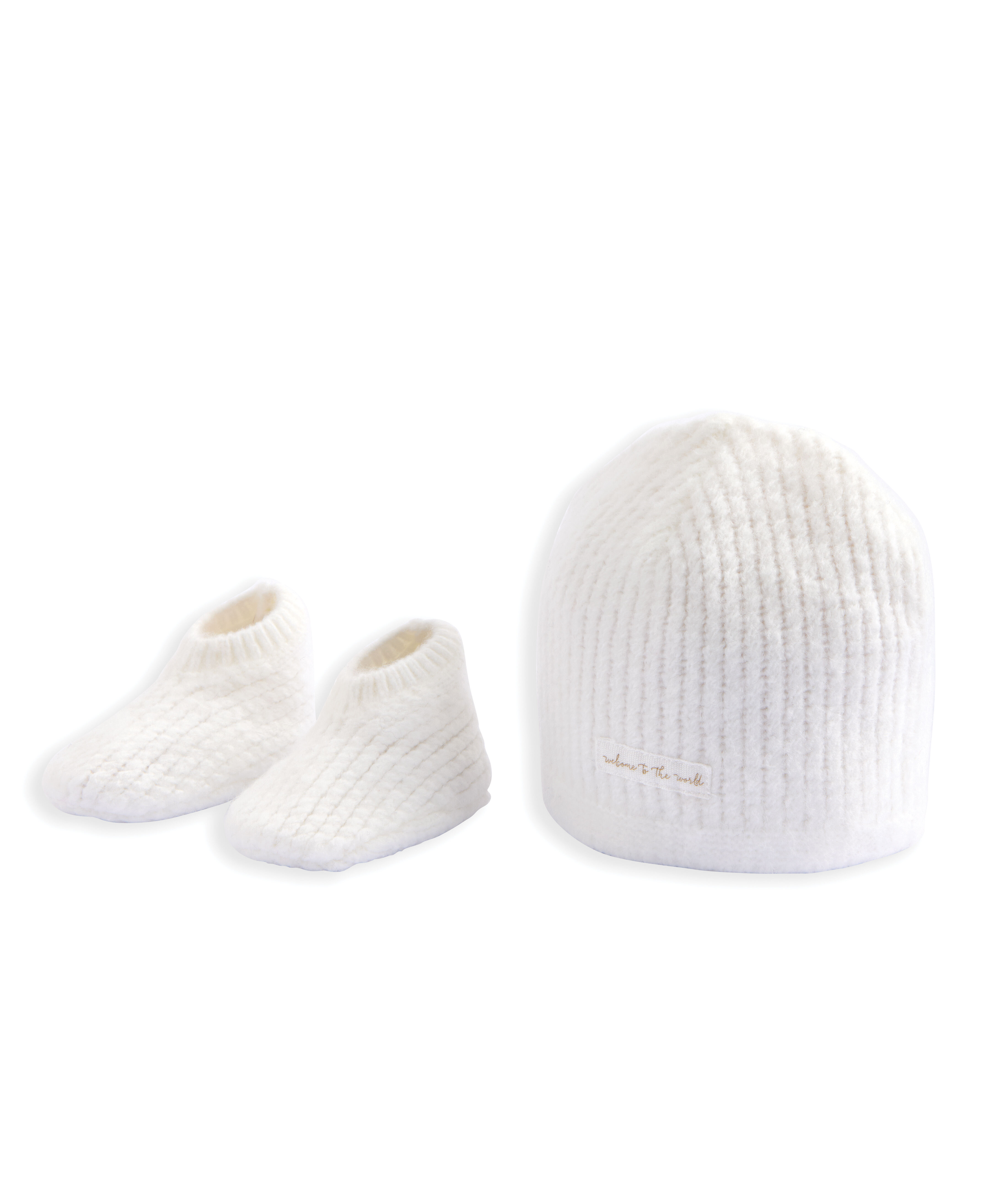 Waffle Knit Hat & Booties Set - White image number 2