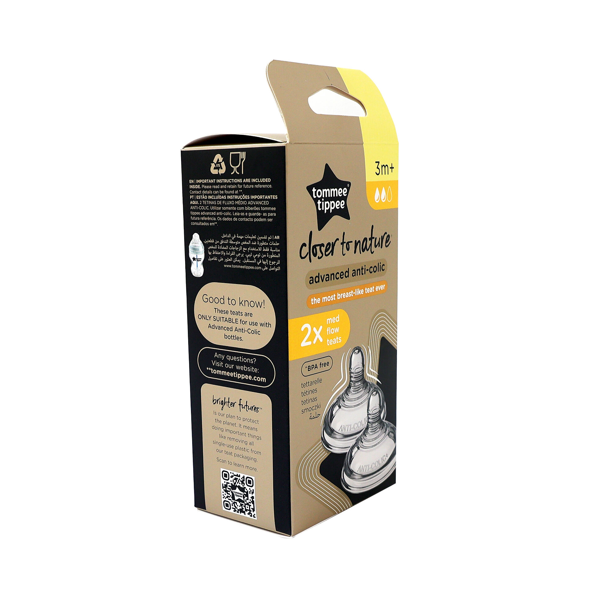 Tommee Tippee Closer To Nature Advanced Anti-Colic 2 Medium Flow Teats 3 Months + image number 3