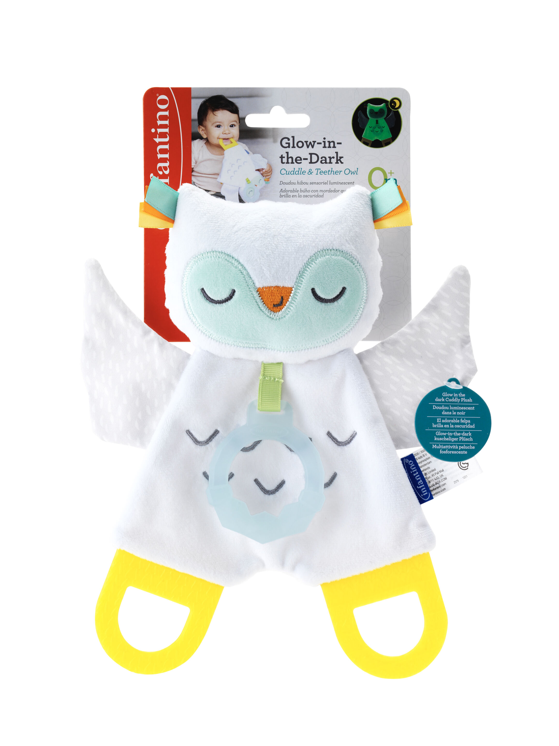 Infantino Glow-In-The-Dark Cuddle & Teether Owl image number 1
