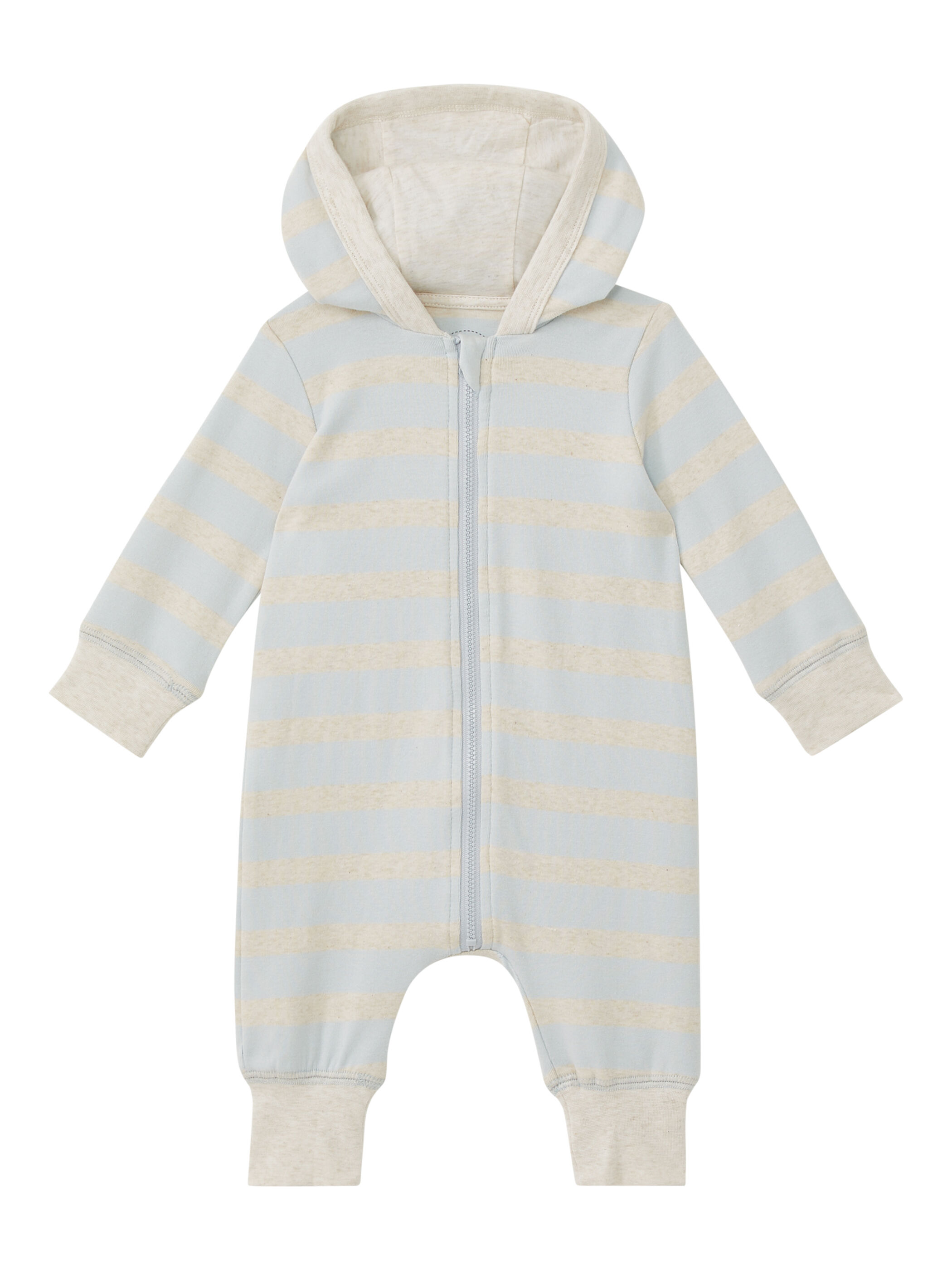 Stripe Hooded Zip Romper image number 1