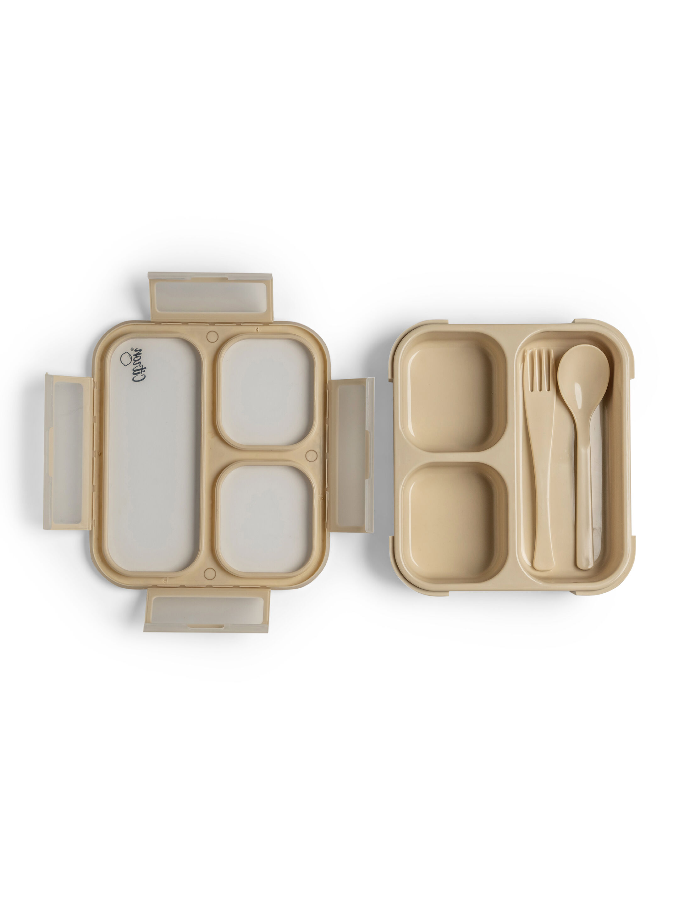Citron Lunchbox with Fork and Spoon Beige image number 2