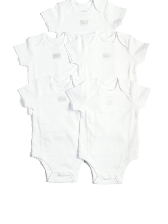 White Cotton Short Sleeve Bodysuits 5 Pack image number 1