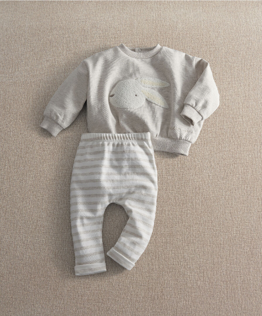 2pc Bunny Sweatshirt & Stripe Legging image number 1