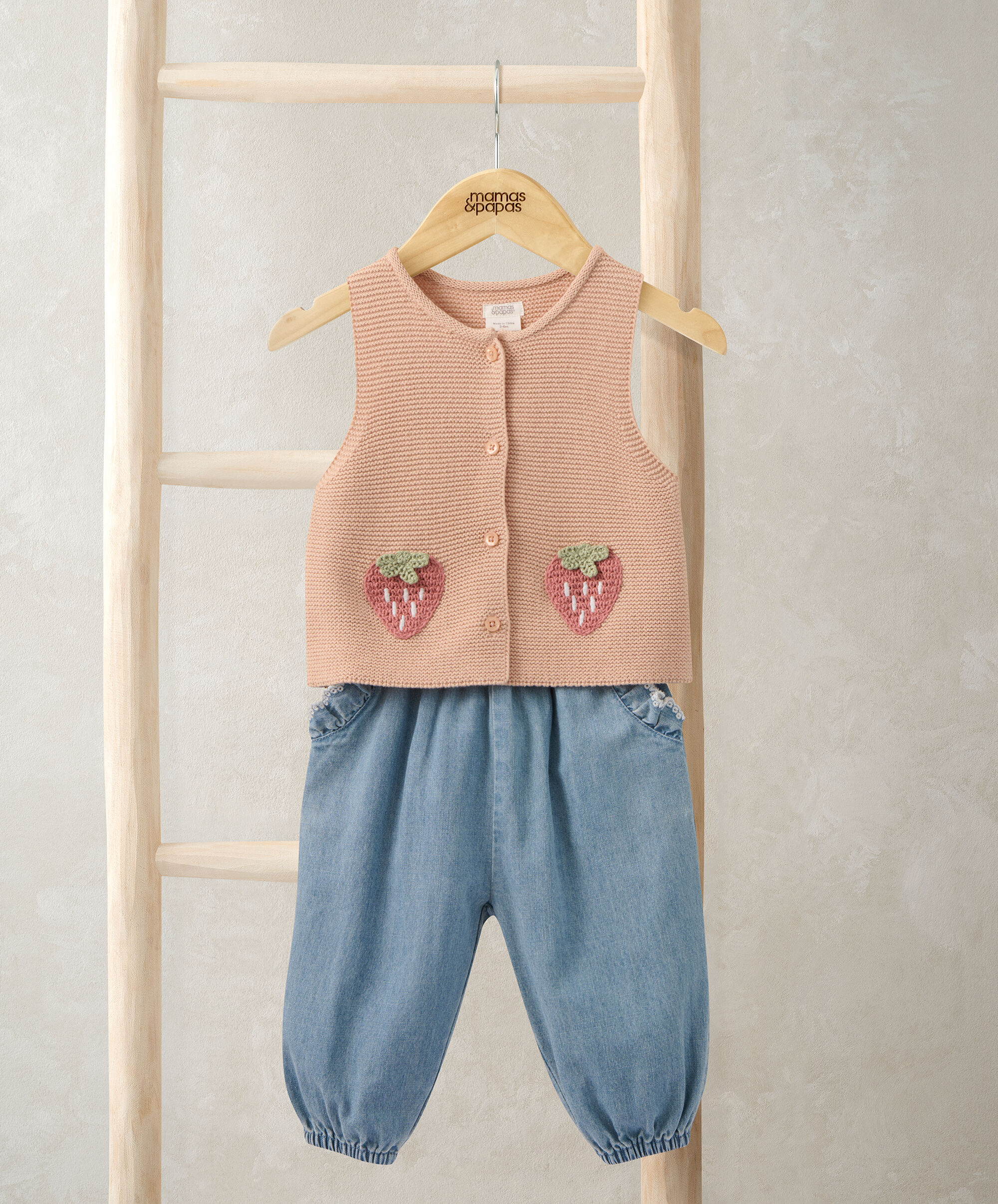 Knitted Waistcoat & Denim Trousers  image number 1